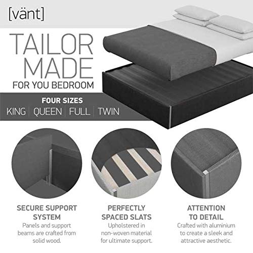 Velvet Upholstered Queen Size Platform Bed Frame - Platinum Grey Modern Bed with Easy Assembly, No Box Spring Needed - Sturdy Foundation for Optimal Support - Perfect for Master Bedrooms, Guest Rooms & Small Spaces