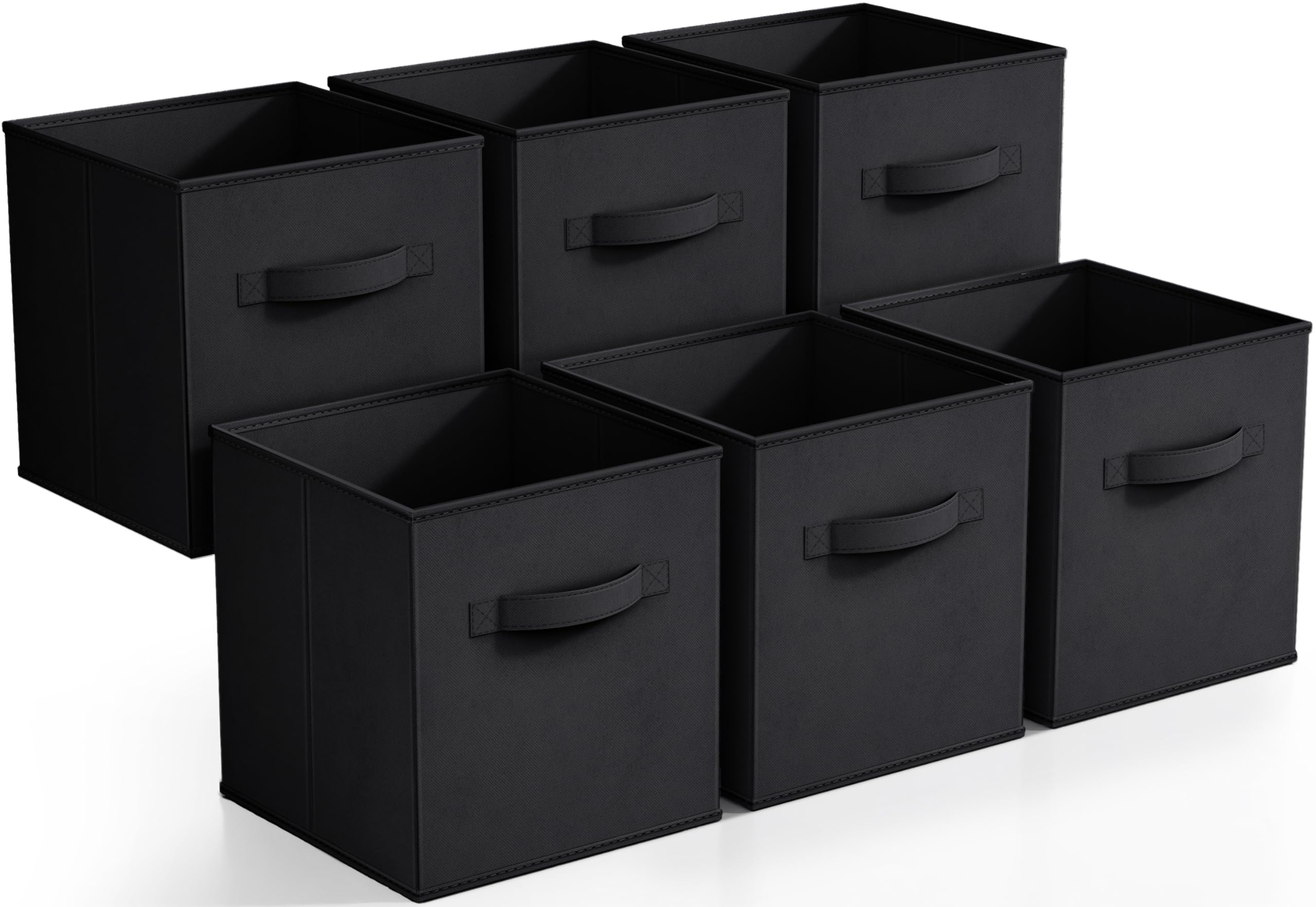 Sorbus 6-Pack Foldable Fabric Storage Cubes - 11 Inch Collapsible Organizer Bins for Closet, Nursery, Office & Home Organization - Black Lightweight Durable Storage Baskets