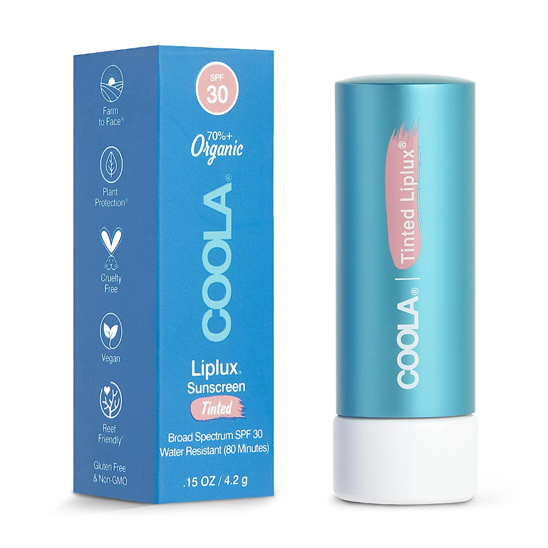 COOLA Classic Liplux Organic SPF 30 Sunscreen Lip Balm - Moisturizing & UV Protection for Outdoor Activities, Hiking, and Beach Days