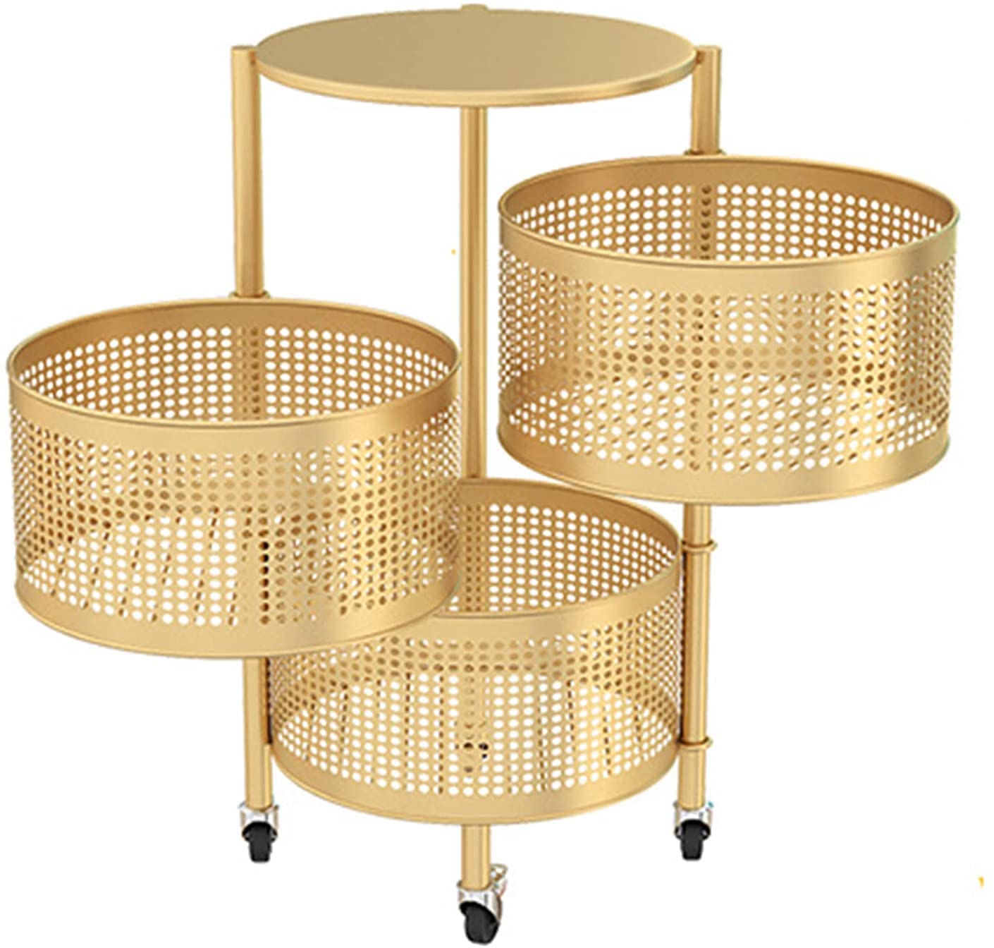 360° Rotating Floor-to-Ceiling Kitchen Storage Basket - 3/4/5 Tier Adjustable Fruit & Vegetable Organizer with Universal Wheels for Pantry, Supermarket, or Home Use