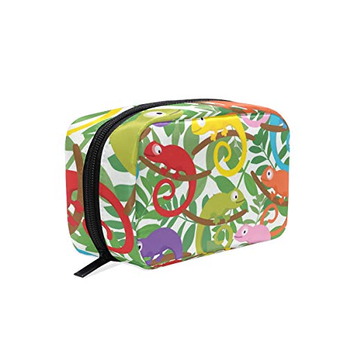 Funny Chameleon Print Cosmetic Makeup Bag for Women - Travel Toiletry Organizer Pouch for Vacation, Gym & Daily Use | Waterproof Makeup Case with Multiple Pockets