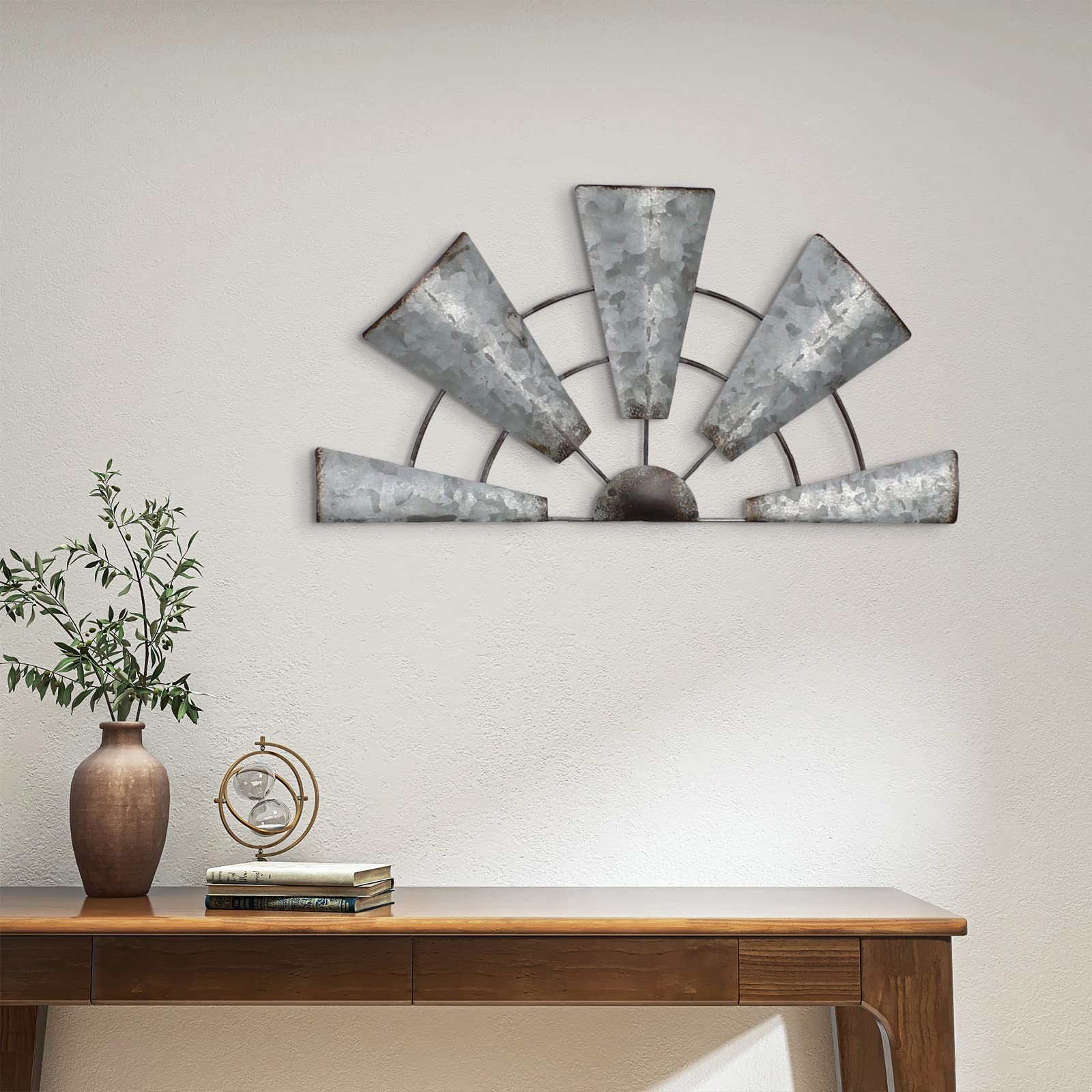 Rustic Metal Windmill Wall Decor - Farmhouse Style Windmill Metal Wall Art for Living Room, Bedroom, Dining Room, Barn - 12 Inch - Perfect for Country Home & Cabin Decor