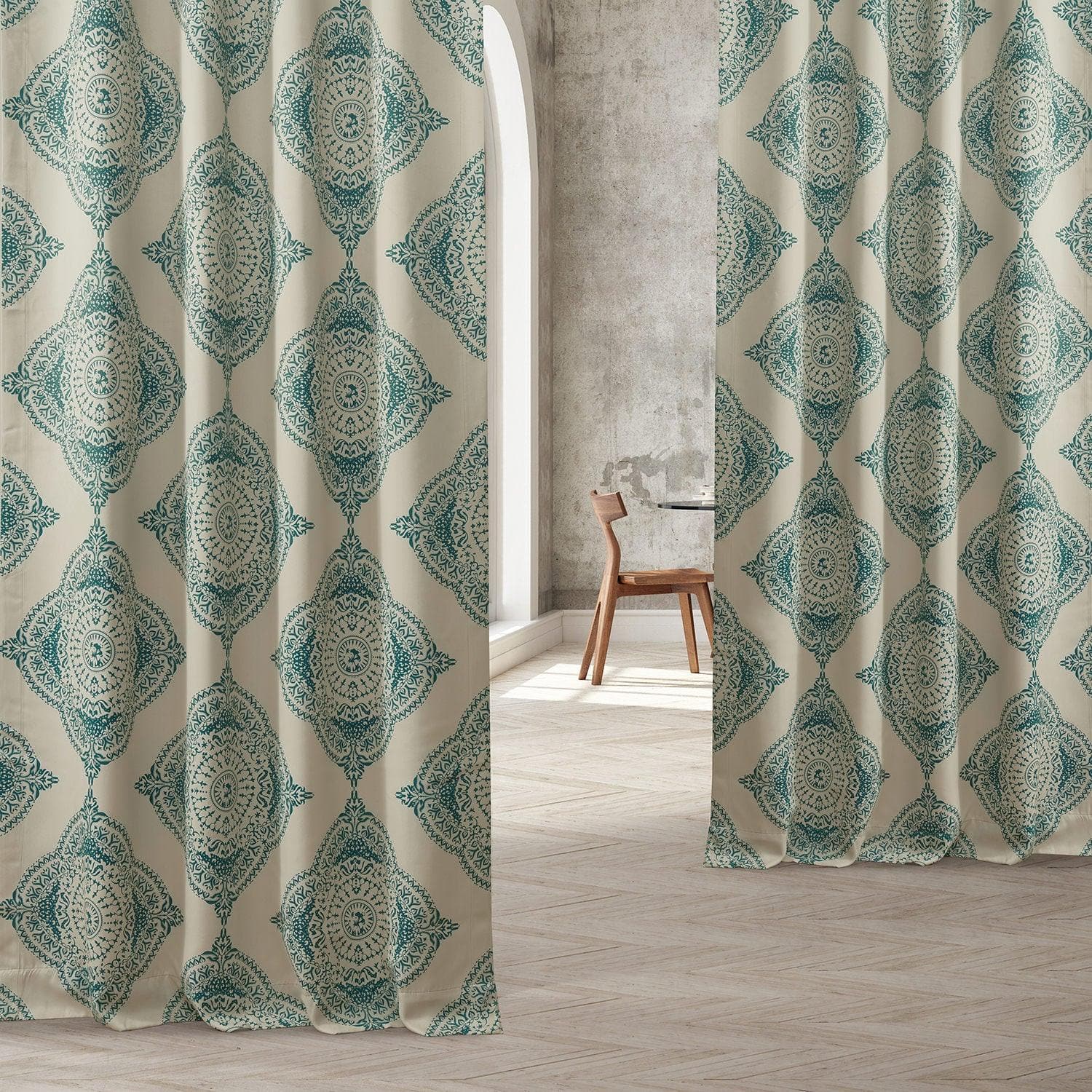 Henna Teal Emblem Blackout Curtains for Bedroom - Thermal Insulated Window Drapes for Living Room, Nursery & Home Decor