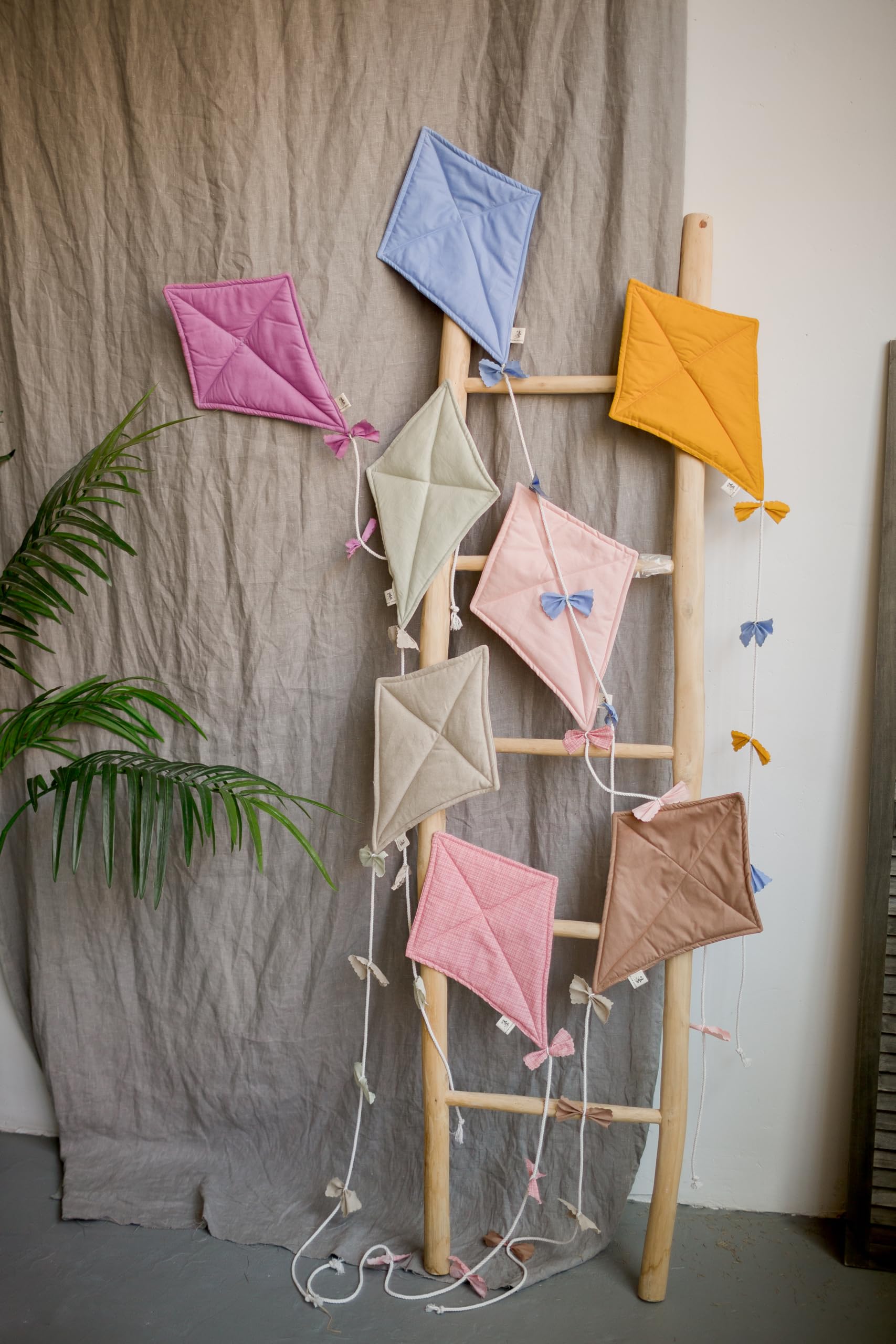 Fabric Wall Hanging Kite Decor - Handmade Nursery Wall Art for Baby & Kids Room - Boho Chic Home Decor for Bedroom, Playroom, and Children's Spaces