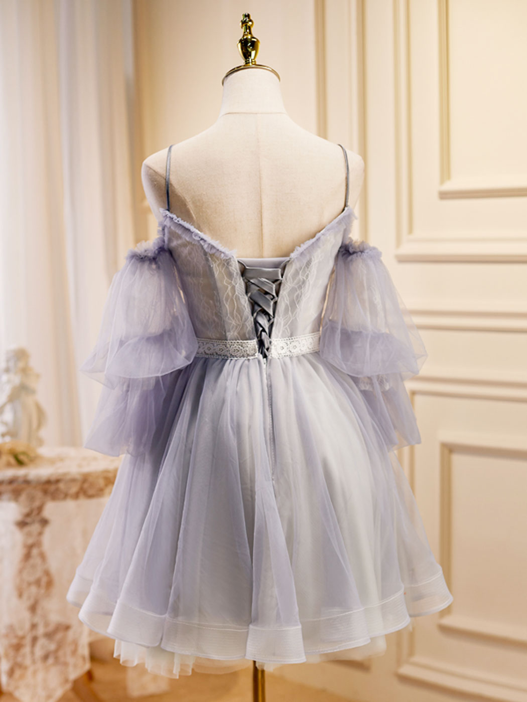 Light Purple A-Line Tulle Lace Short Prom Dress & Homecoming Dress for Teens - Elegant Party Gown for School Dances, Formal Events & Special Occasions