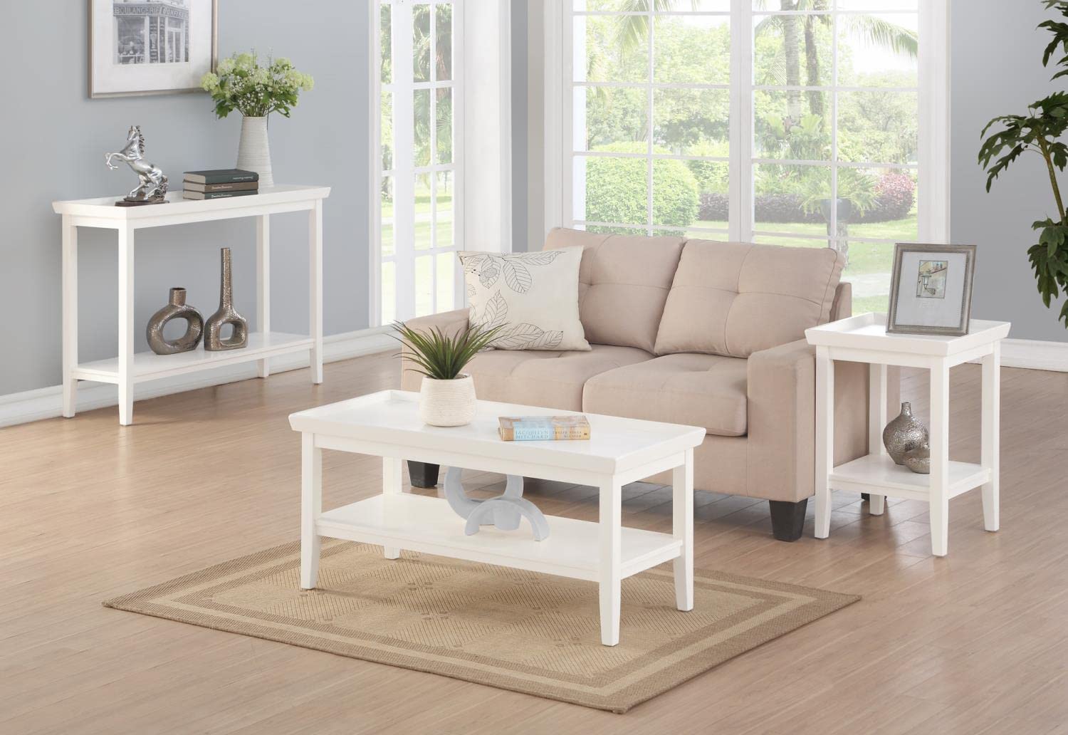 Convenience Concepts Ledgewood Console Table with Shelf - White Entryway Sofa Table for Hallway, Living Room & Bedroom Decor