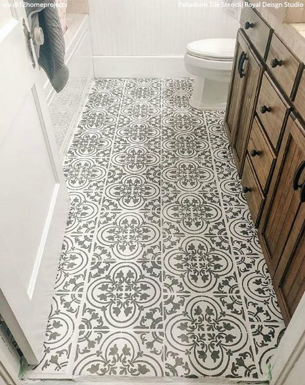 Palladium Tile Stencil - Reusable DIY Floor & Wall Stencil for Geometric Patterns - Perfect for Home Decor, Bathroom, Kitchen & Backsplash Projects