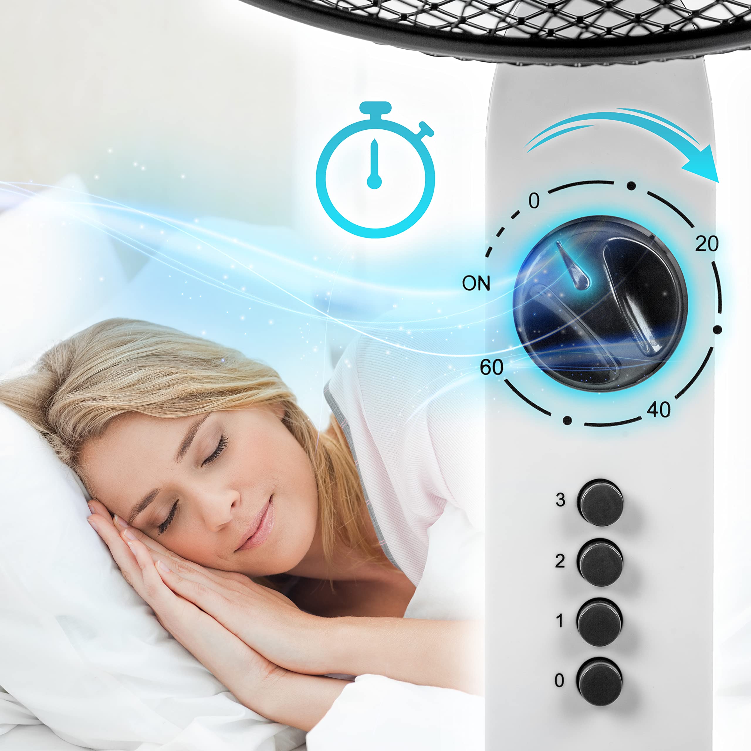 Duronic FN45 Pedestal Fan - 45 Inch High Velocity Electric Standing Fan with 5 Blades, 4 Speed Settings & Adjustable Height | Powerful Oscillating Cooling Fan for Home, Bedroom, Office, Gym & Outdoor Use