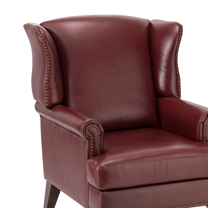 Premium Wilhelm Genuine Leather Armchair - Handcrafted Brown Leather Lounge Chair with Solid Wood Frame - Perfect for Living Room, Office & Study Spaces