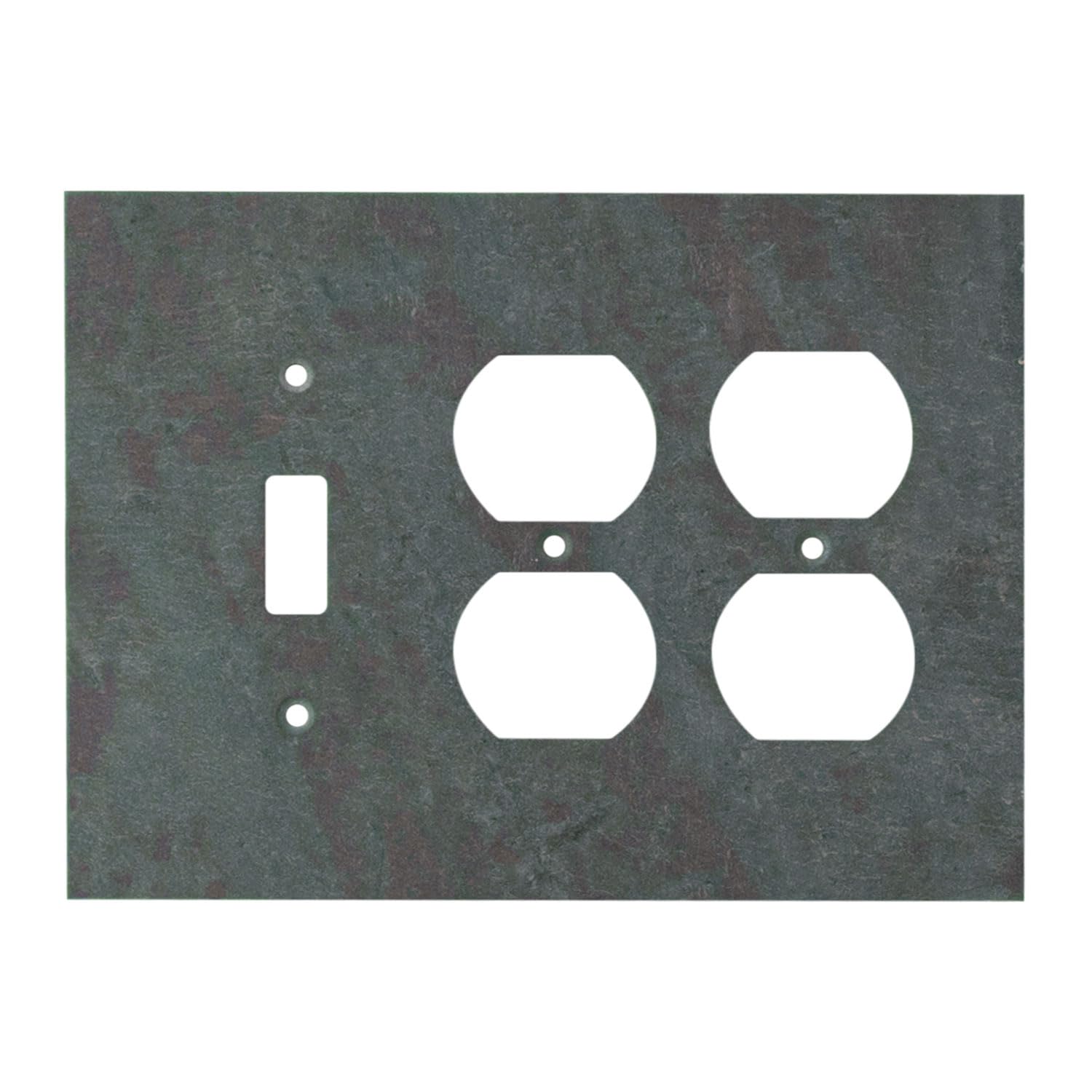 Decorative 3 Gang Electrical Switch Plate Cover - Mottled Vermont Slate Finish | Light Switch & Outlet Wall Plate (6.75” W x 5” H) | Durable Faceplate for Home, Office & Commercial Use | Perfect for Living Room, Bedroom & Kitchen Decor
