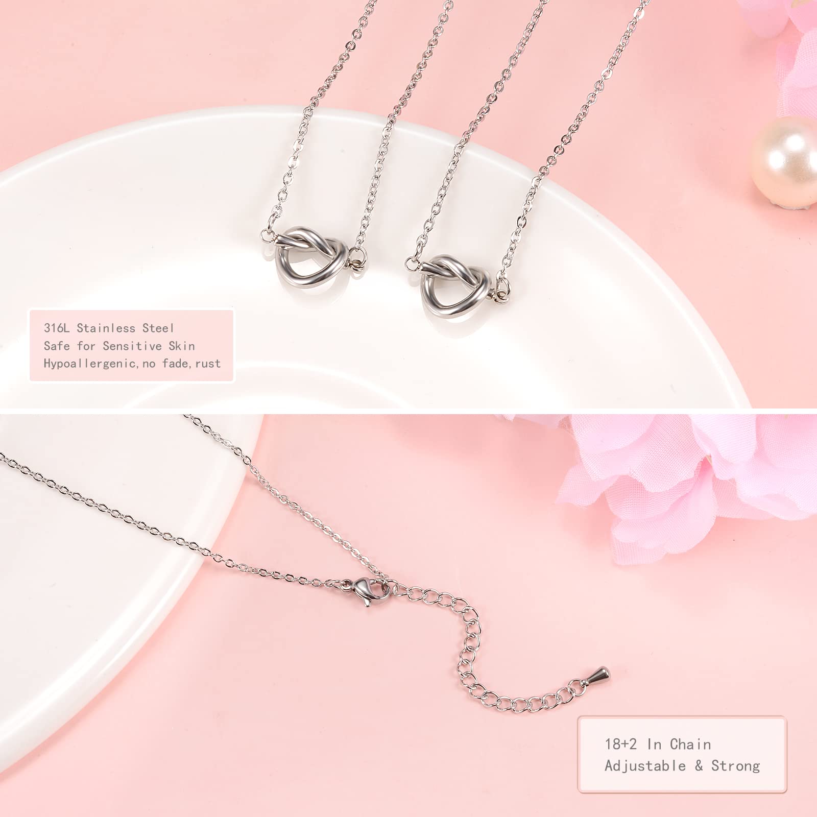Best Friend Matching Necklaces Set - 2/3/4 Pcs Forever Love Knot, Infinity, Heart, Sun & Butterfly Friendship Jewelry | Pinky Promise Distance Necklaces for Women, Sisters & Couples | Perfect for Anniversaries, Proposals & Long-Distance Relationships