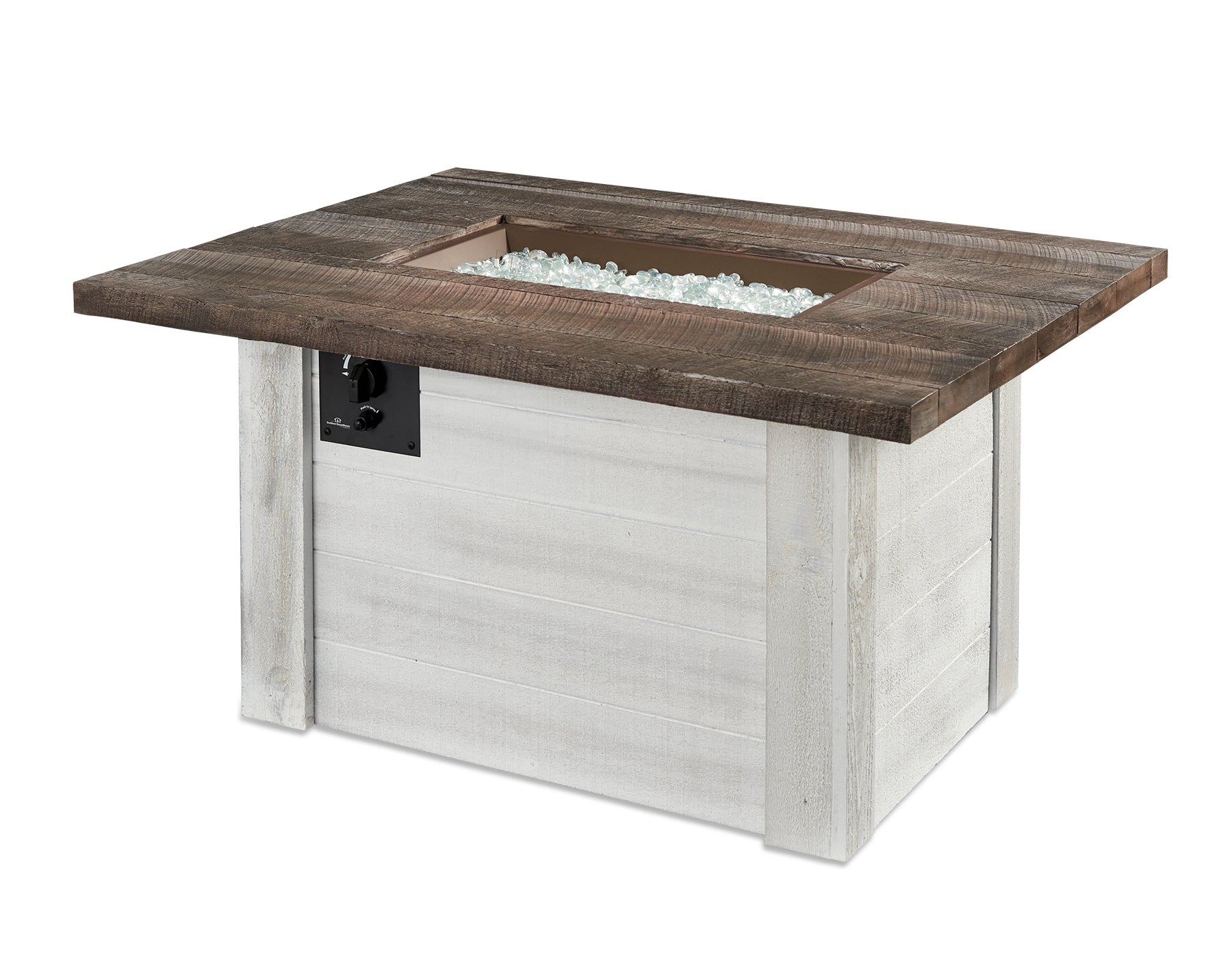 Outdoor GreatRoom Company Alcott 48-Inch Rectangular Gas Fire Pit Table with 24-Inch Crystal Fire Burner - Antique Timber Finish (ALC 1224) - Perfect for Patio, Backyard, and Outdoor Gatherings