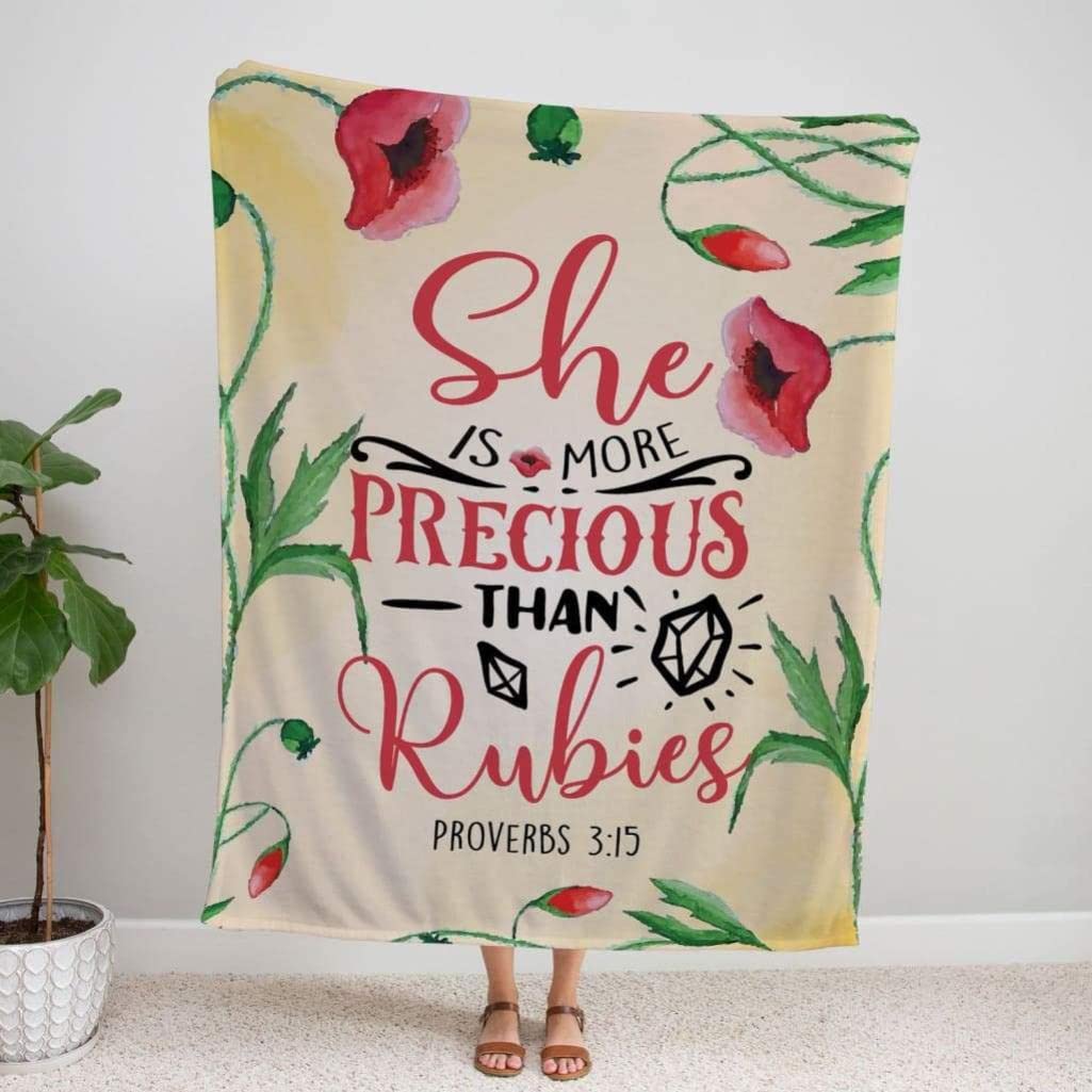Christian Prayer Blanket with Proverbs 3:15 Bible Verse - Soft Fleece Religious Blanket for Women, Jesus & Lion Design - Perfect for Church, Bible Study & Comforting Prayer Time