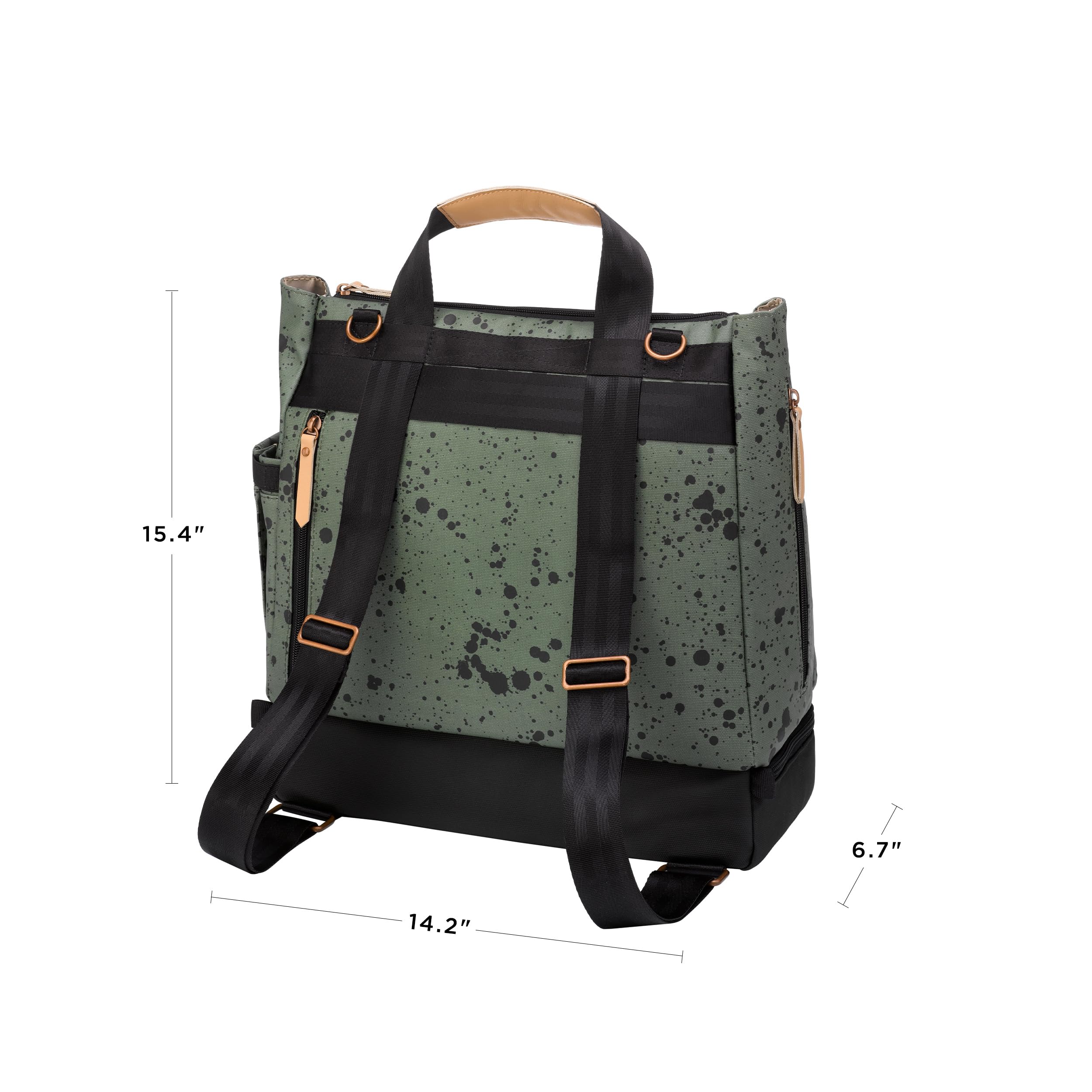 Petunia Pickle Bottom Pivot Backpack - Convertible Diaper Bag with Insulated Pockets & Spacious Interior | Olive Ink Blot | Perfect for Moms, Travel & Daily Use