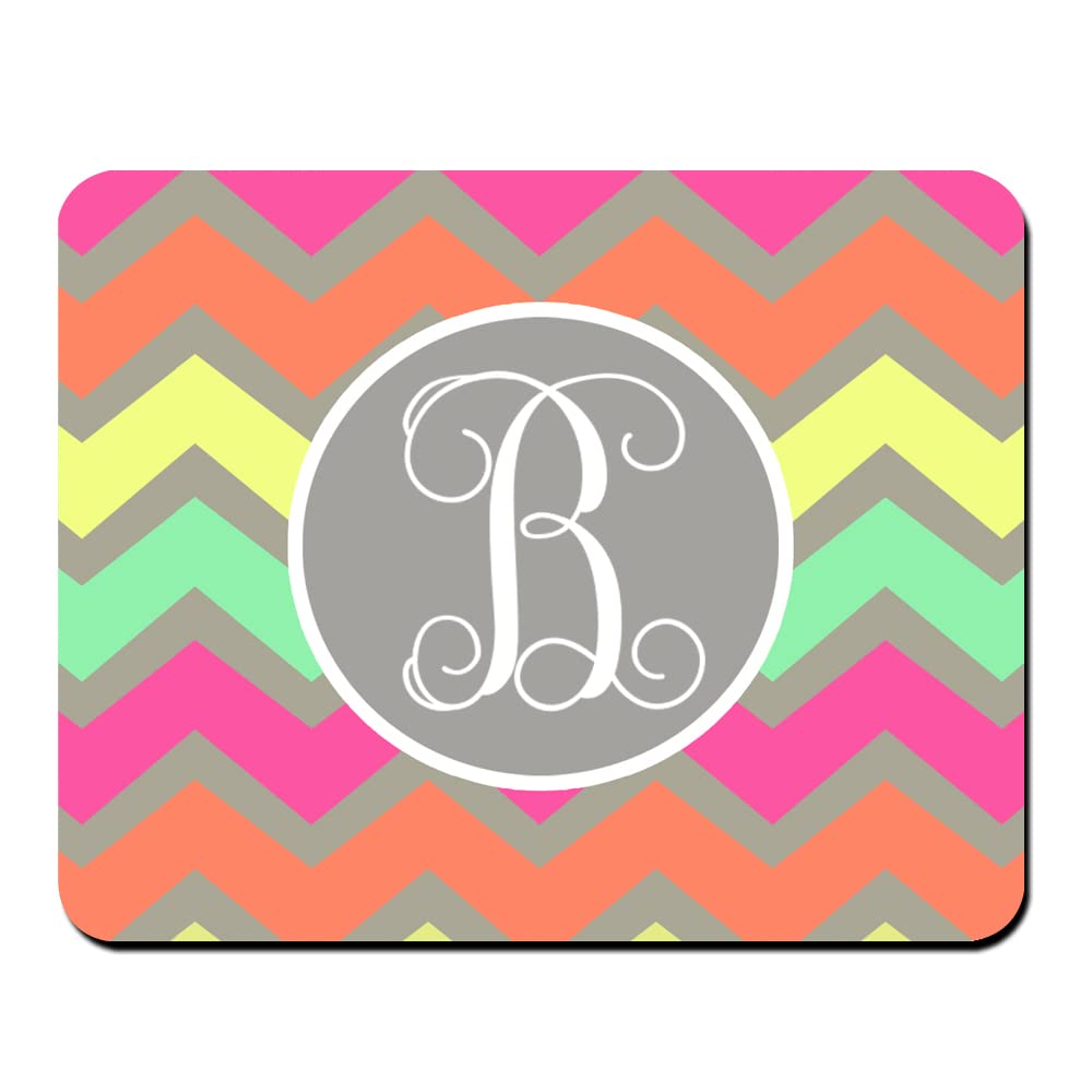Personalized Monogram Vintage Initial B Gaming Mouse Pad - Large 9.4x7.8 Inch Custom Chevron Design Mousepad for PC, Laptop, Office & Home Use - Perfect Christmas Gift for Friends & Family