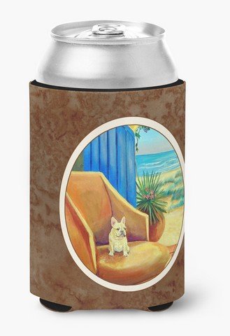 French Bulldog at The Beach Can & Bottle Hugger - Insulated Cooler Sleeve for Cans, Bottles, and Drinks - Perfect for Beach, Picnics, and Outdoor Parties