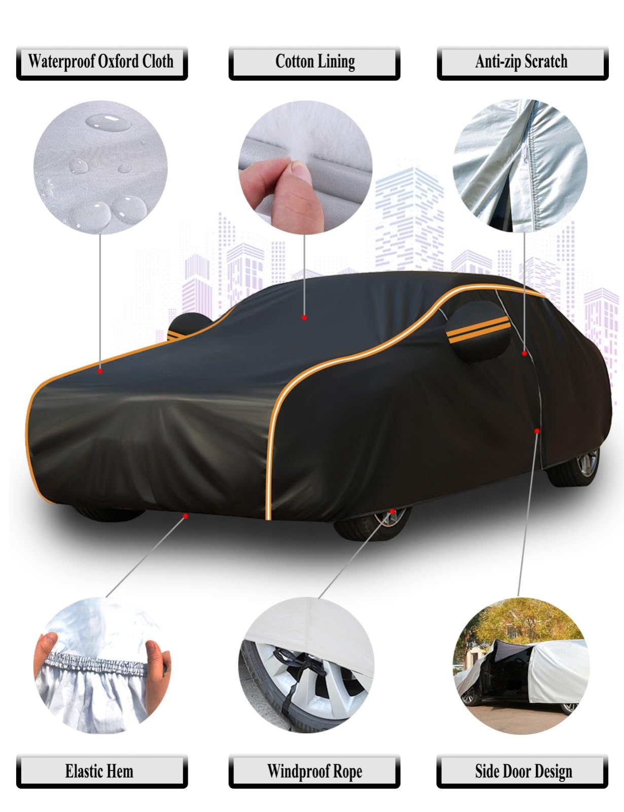 Waterproof Mazda 5 Minivan Car Cover 2005-2008 - UV Protection, Windproof Straps & Mirror Pockets - Thick All-Weather Protection (Black) - Ideal for Outdoor Parking, Winter Storage & Vehicle Protection