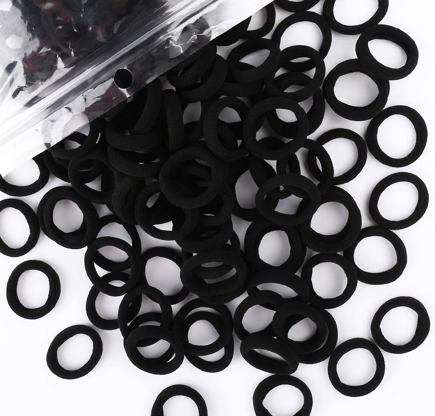 55 Pack Black Hair Bands for Women - Stretchable Ponytail Holders, No-Slip Hair Ties for Thick & Thin Hair - Perfect for Workouts, Yoga, Running and Daily Hairstyling