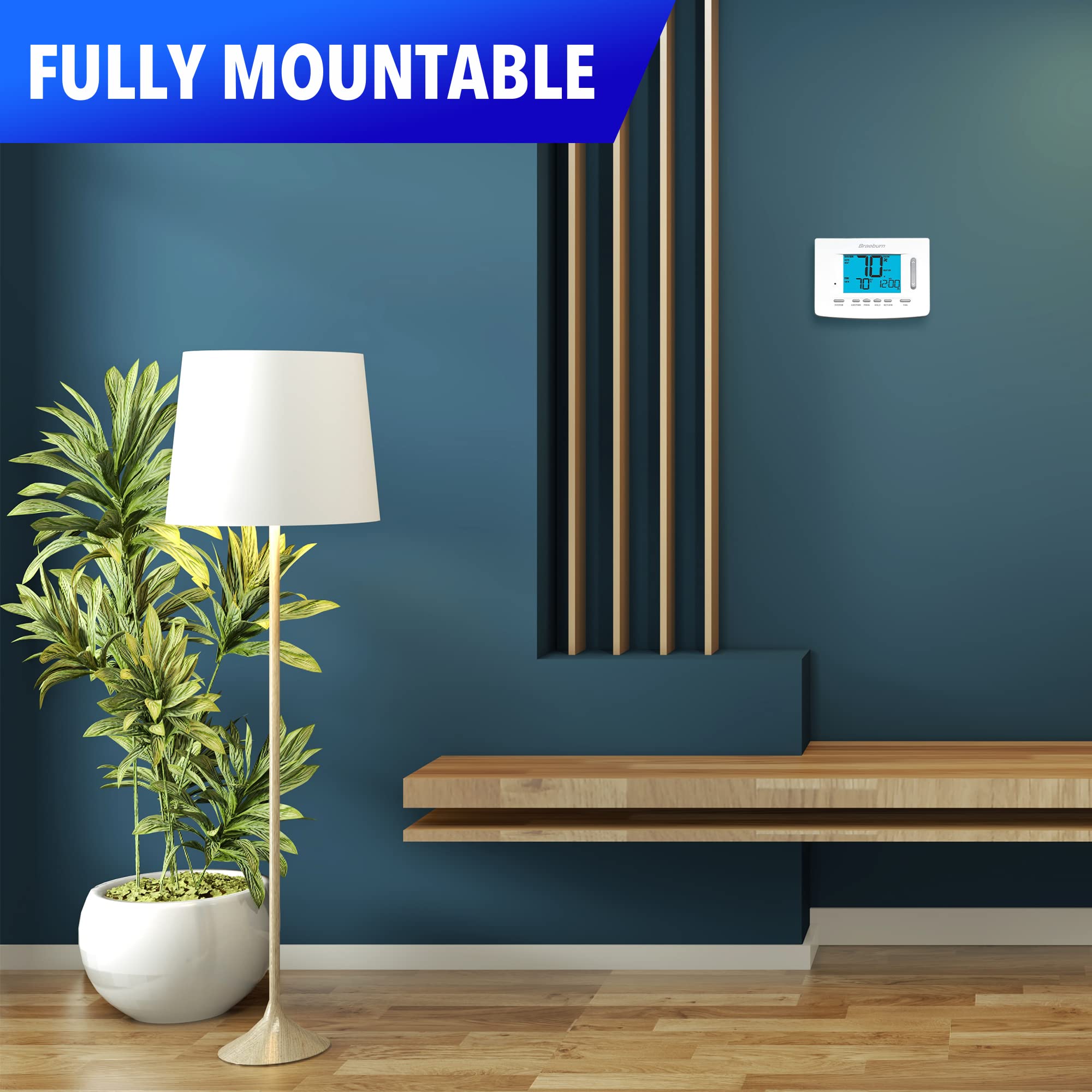 Braeburn 7500 Universal Wireless Programmable Thermostat - Smart Digital Thermostat for Home Heating & Cooling System with Control Module & Supply Air Sensor - Perfect for Smart Homes, Energy Saving & Temperature Control