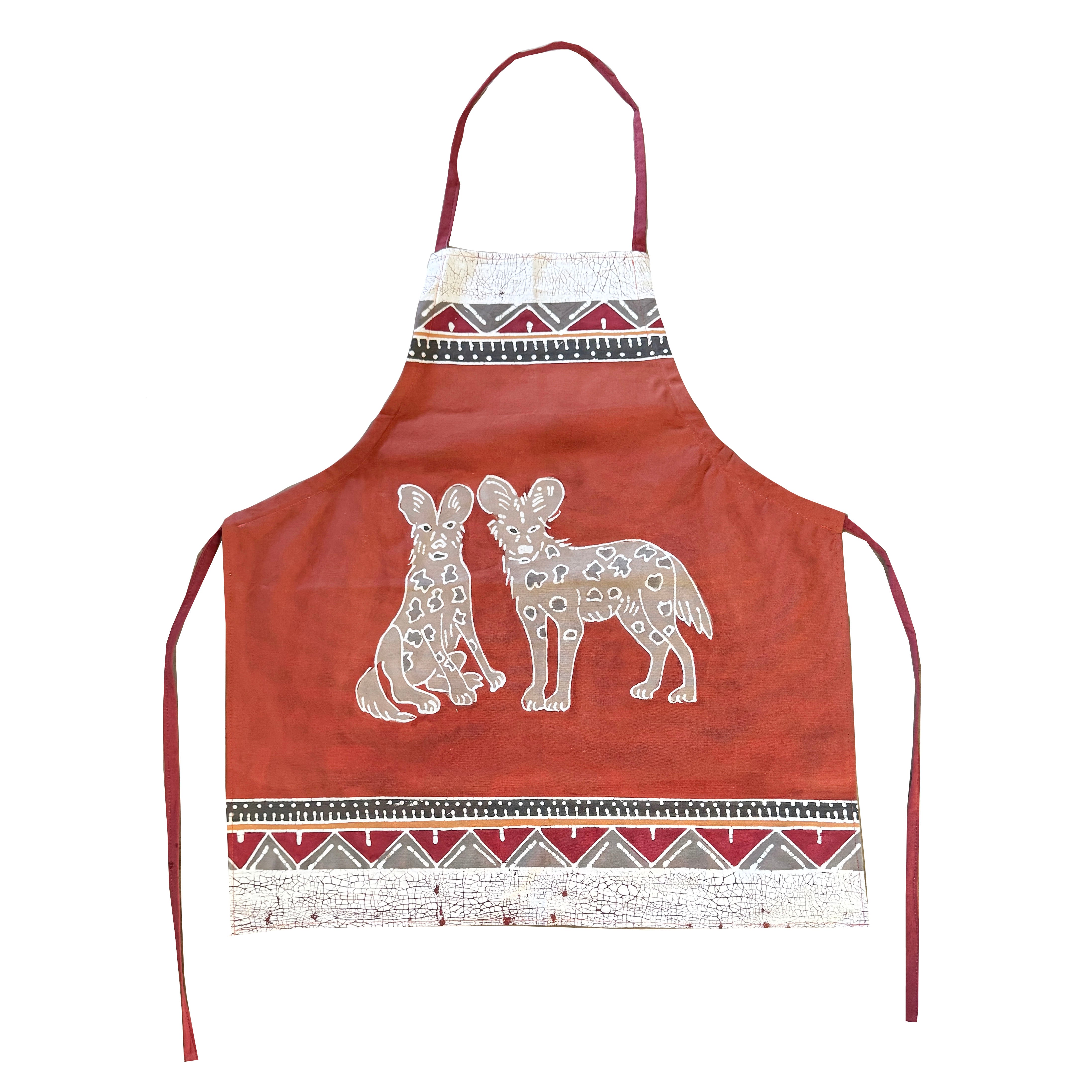 Kwapya Wild Dog Safari Apron - Stylish & Durable Kitchen Apron for Cooking, Grilling & Outdoor BBQ - Perfect Gift for Animal Lovers & Home Chefs