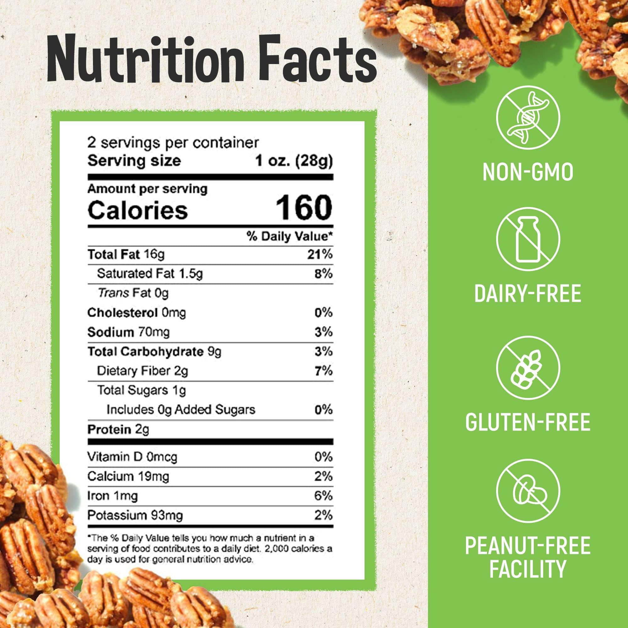 Brothers Nuts - Sweet Apple Flavored Pecans | Natural, Gluten-Free, Vegan, Keto Friendly Snacks | Sprouted Pecans Halves & Pieces | No Preservatives, All Natural Ingredients | 2 oz Pack | Perfect for Healthy Snacking, Baking, Salads & Trail Mixes