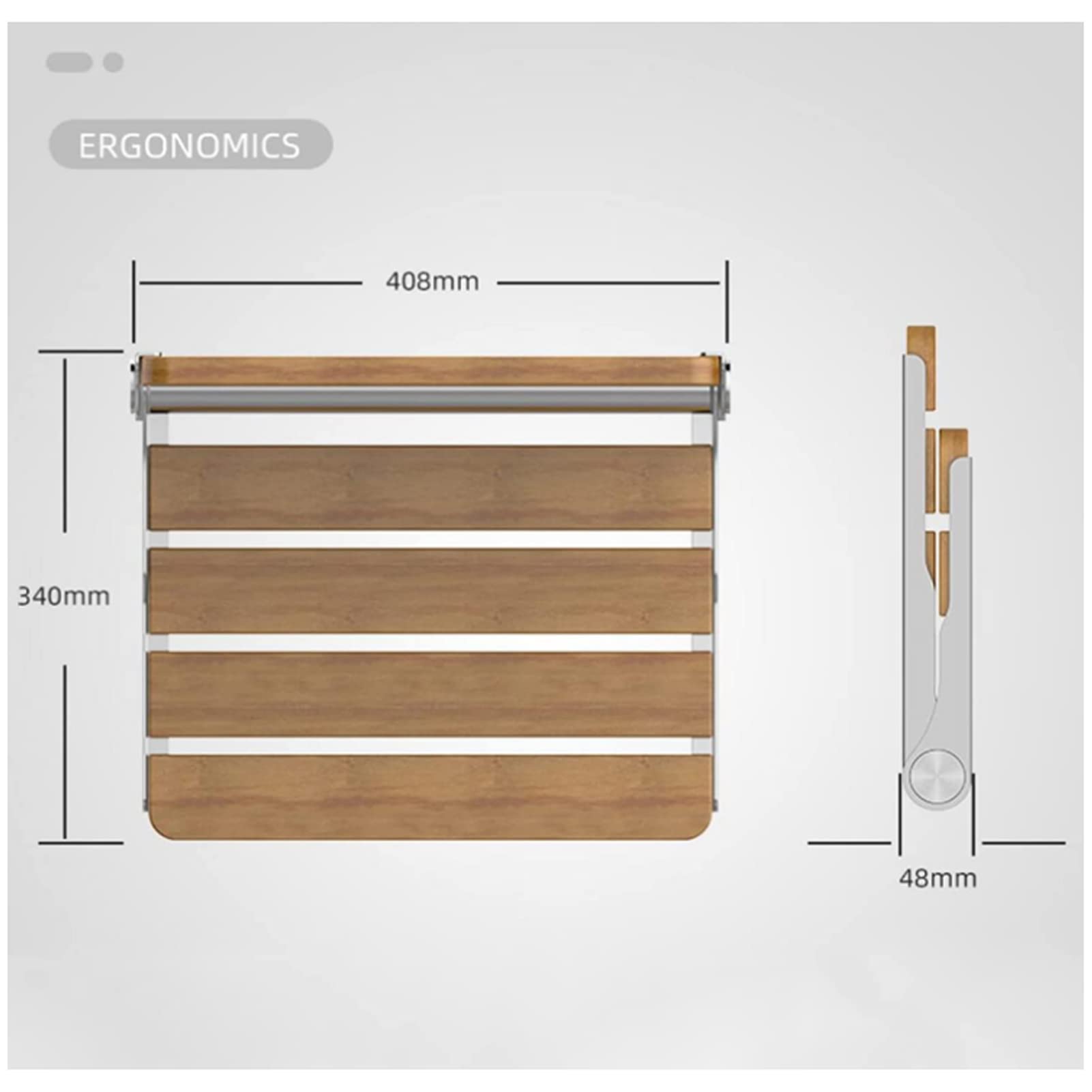 Premium Fold Down Shower Seat Wall Mounted - Teak Wood Folding Shower Bench 440 lbs Capacity - ADA Compliant Medical Shower Chair for Elderly, Disabled & Adults - Non-Slip Surface (Beech Color) - Ideal for Bathroom Safety & Accessibility in Homes & Healthcare Facilities
