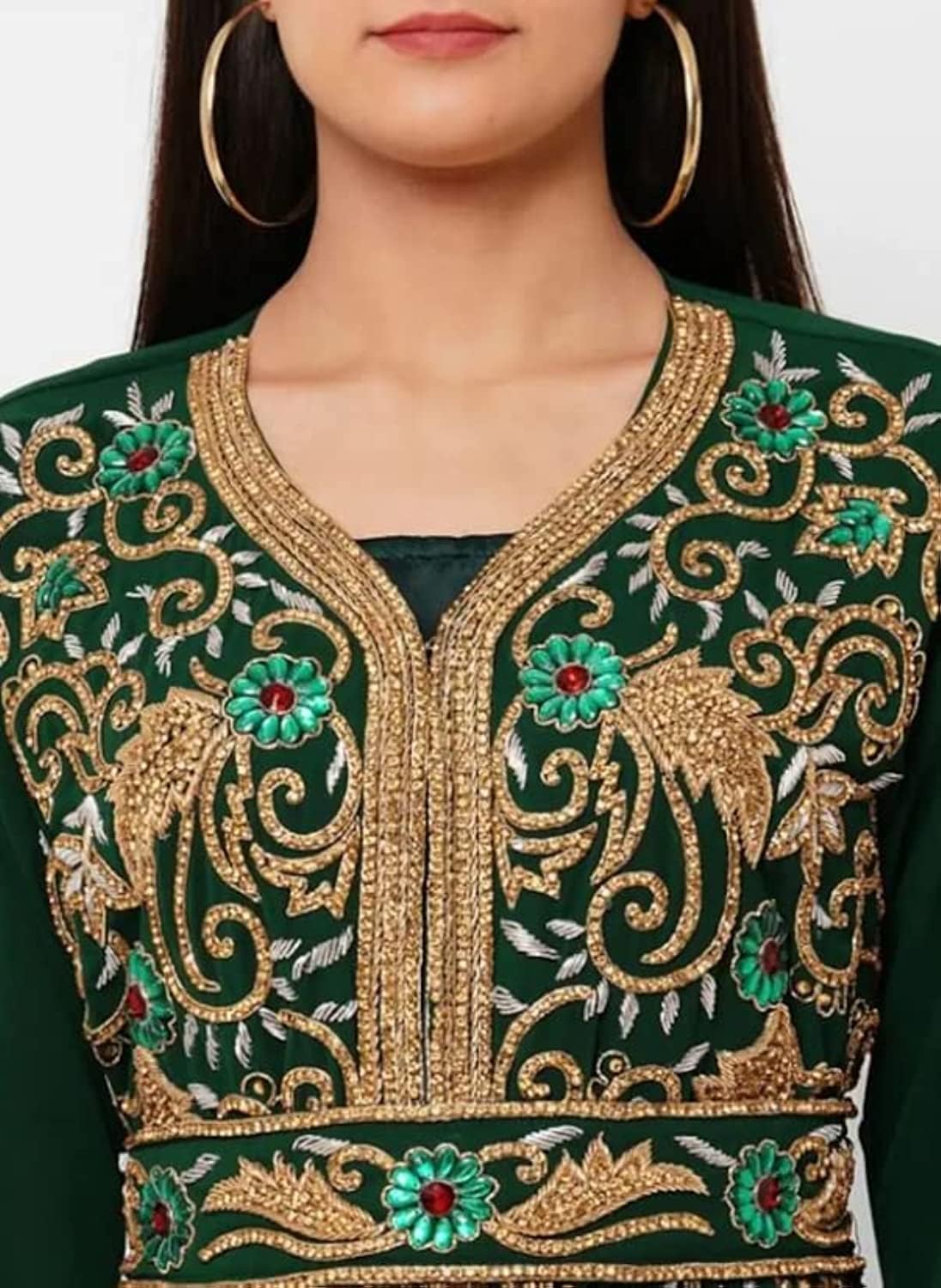 Elegant Women's Kaftan Dress - Georgette Abaya Dubai Moroccan Hand-Beaded Caftan Farasha Jalabiya Arabic Evening Gown by ZARDOZI Art | Perfect for Weddings, Parties & Special Occasions