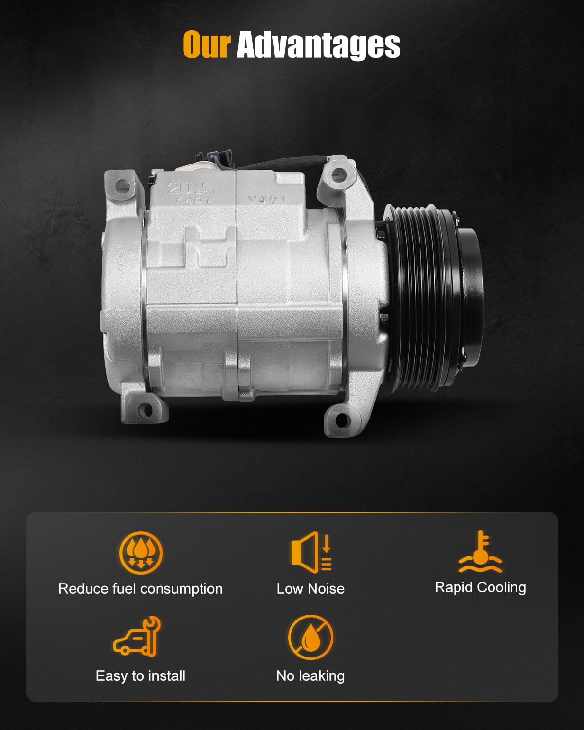 ROADFAR AC Compressor for 2007-2010 Saturn Outlook & 2009-2012 Chevrolet Traverse 3.6L - High Performance Air Conditioning Compressor Replacement Part | Perfect for Summer Cooling & Vehicle AC System Repair