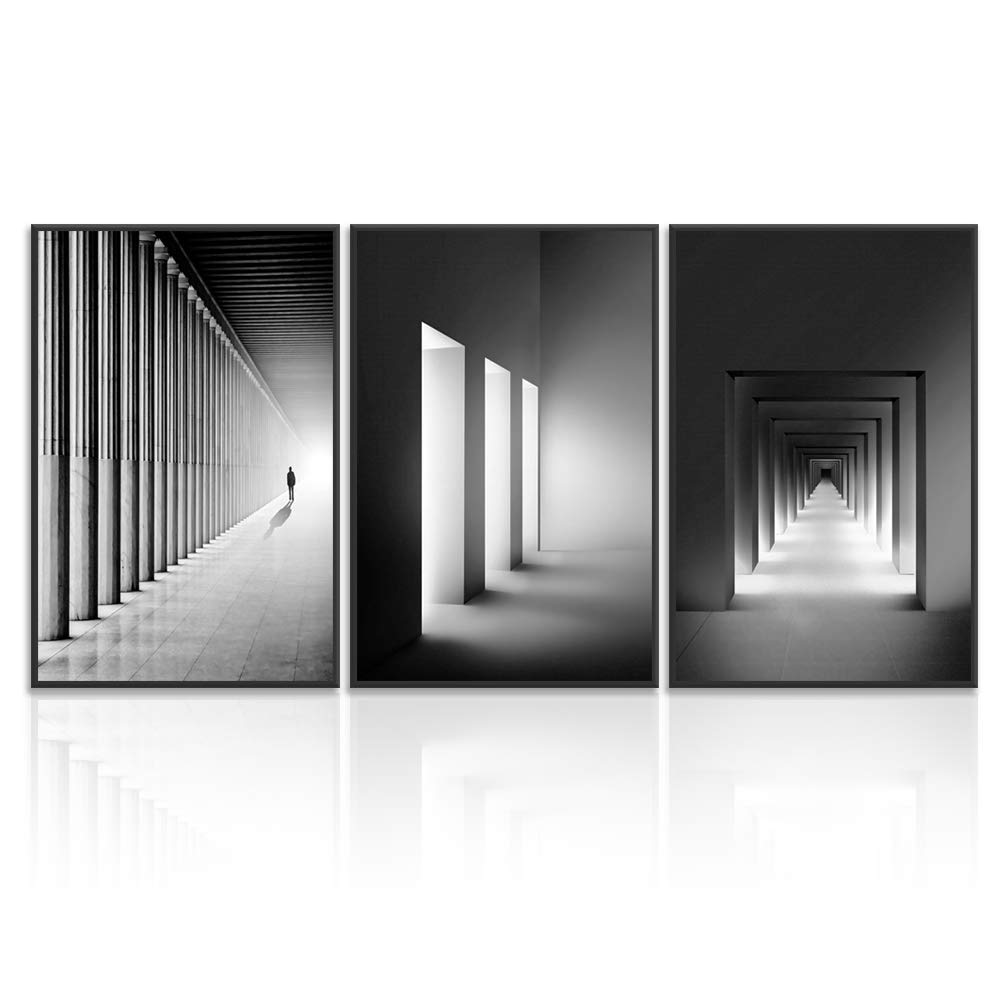 Wall26 3-Piece Framed Canvas Wall Art - Modern Cityscape Buildings Theme Print Set (24