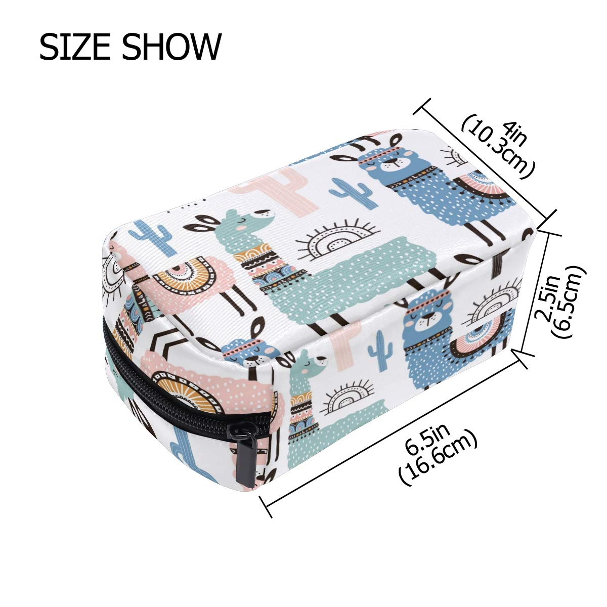 Qilmy Llama Cosmetic Bag - Waterproof Zippered Makeup Organizer for Women & Girls | Travel Toiletry Pouch, Brush Storage Case | Perfect for Travel, Gym, Beach & Daily Use
