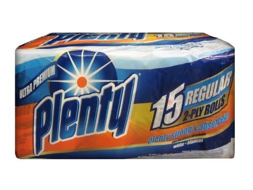 Plenty Strong & Absorbent Paper Towels - 15 Rolls Bulk Pack | Ultra Absorbent for Spills, Cleaning & Kitchen Use | Commercial & Home Cleaning Supplies