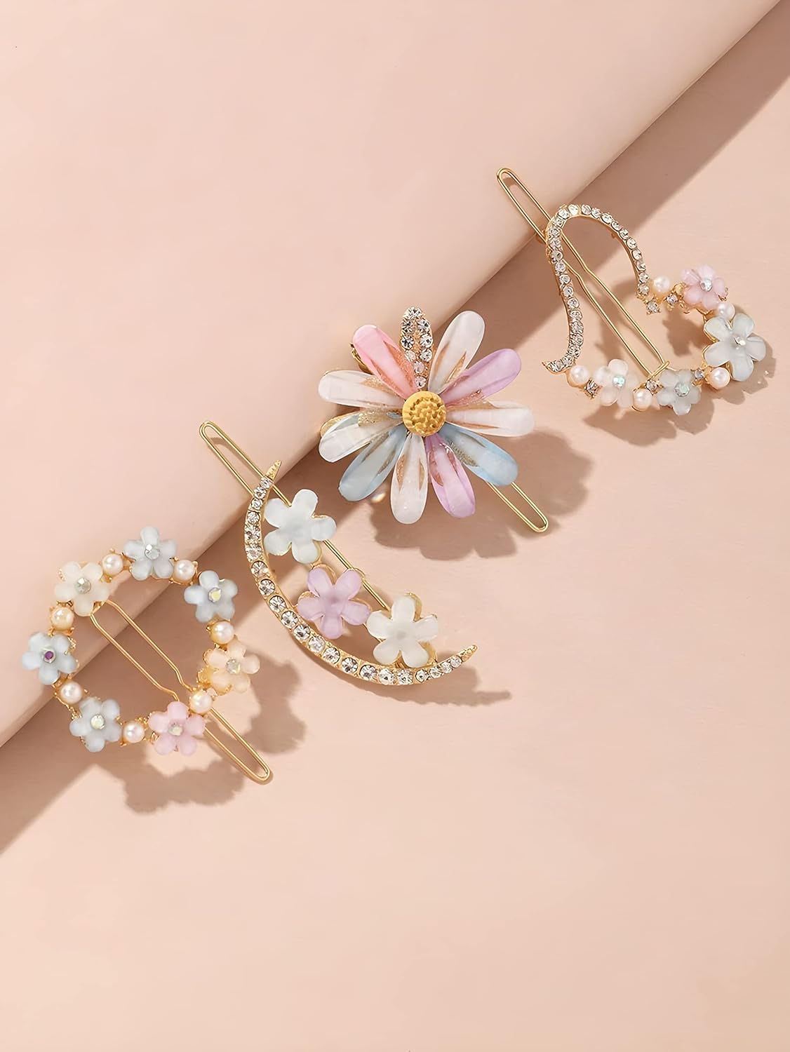 MODINITY Korean Fashion Flower Lock Hair Clip Set - 4 Pcs Hair Accessories for Women & Girls - Perfect for School, Parties & Daily Styling