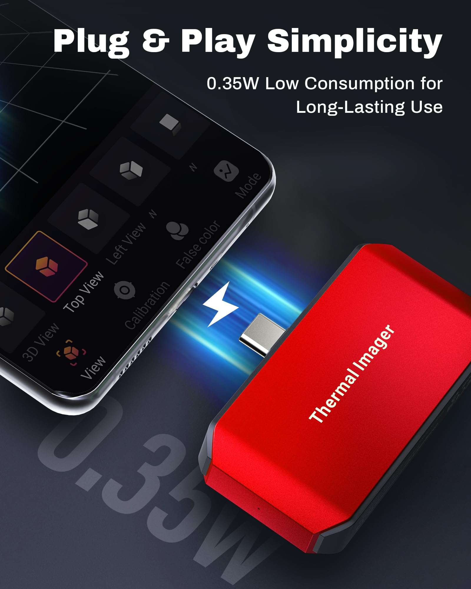 High Resolution M256 Thermal Imaging Camera 256x192 IR with 3D Analysis, 25Hz Refresh Rate, -4°F~842°F Temperature Range - Compatible with Android Smartphones, Tablets & PC (Red) - Perfect for Home Inspection, Electrical Maintenance, HVAC Diagnosis and Wildlife Observation