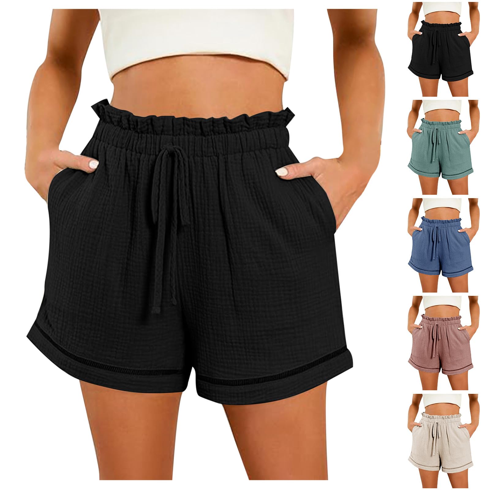 Stretchy Women's Ripped Denim Shorts - Mid Rise Distressed Jeans for Summer Casual Wear