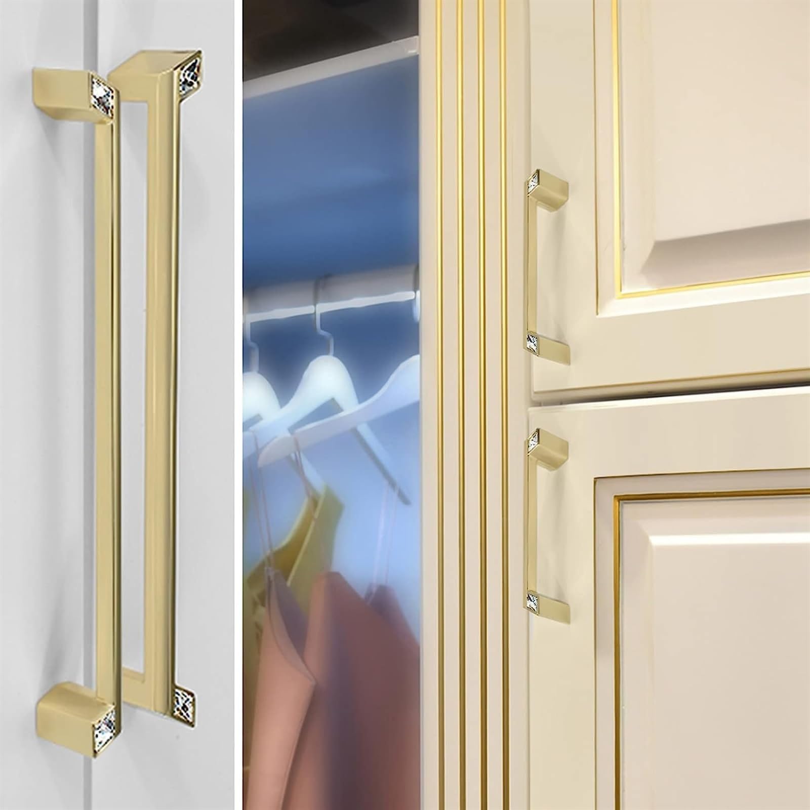 Premium Crystal Cabinet Knobs & Drawer Pulls - 2PCs Solid Zinc Alloy Handles with Screws - Modern Diamond Door Knobs for Kitchen Cabinets, Wardrobes, Cupboards & Furniture - Elegant Upgrade for Home & Office Storage Solutions