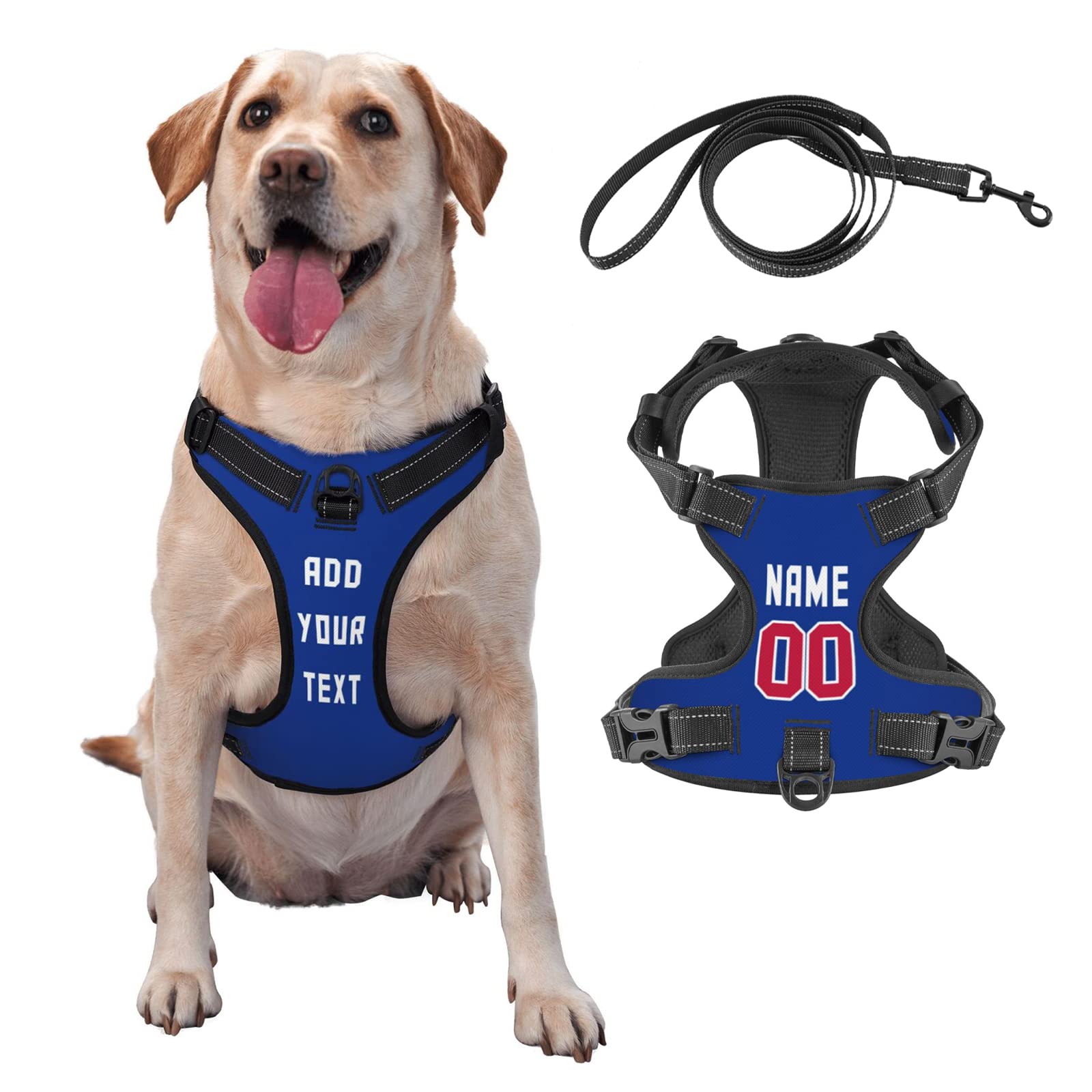 Custom Personalized Dog Harness with Name & Phone Number - Reflective Adjustable Pet Vest for Small Medium Large Dogs & Cats - Perfect for Walking Running Outdoor Adventures & Nighttime Safety