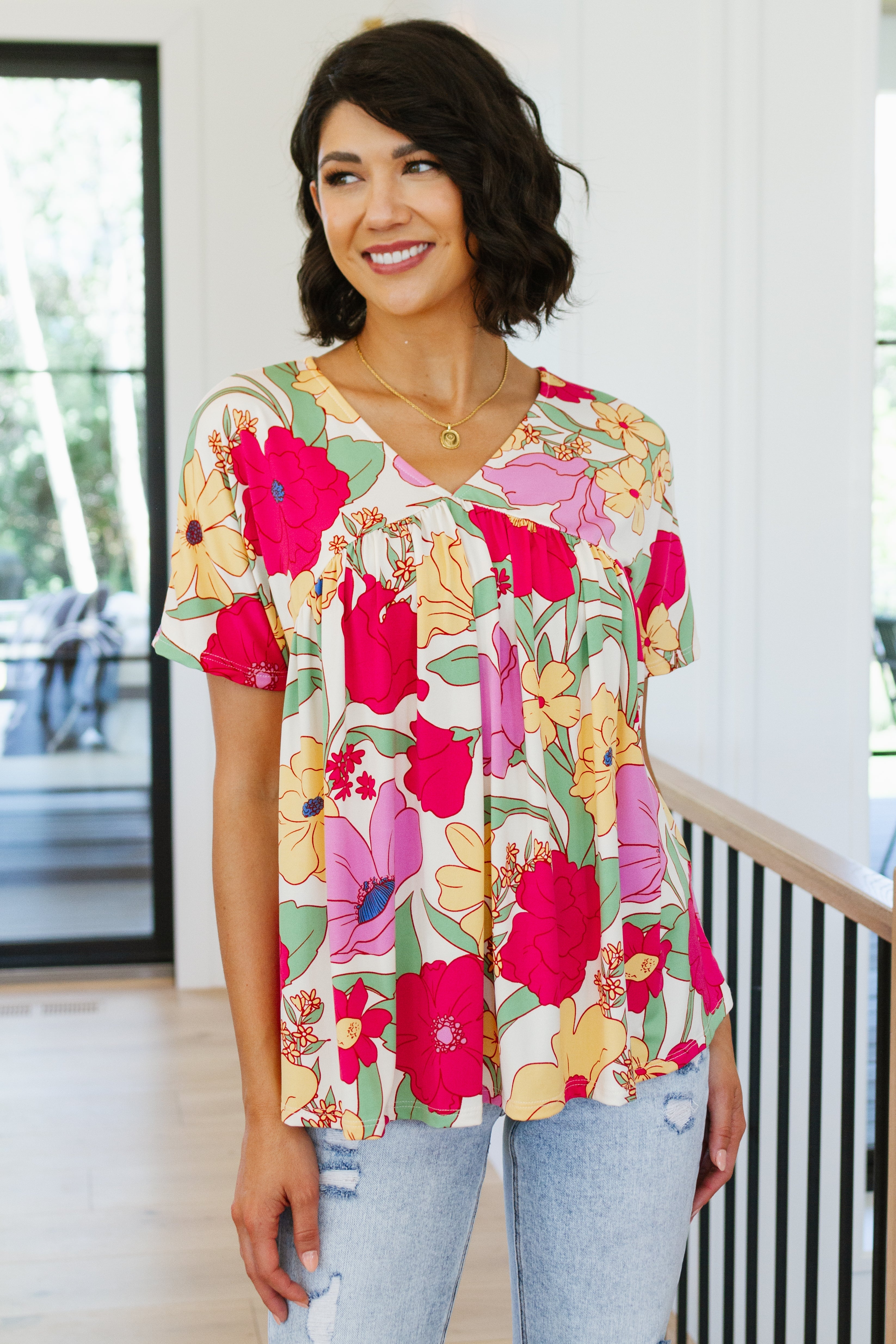 Do It Anyways Floral Print Women's Blouse - Elegant Flowy Top for Casual Wear, Office Outfits & Summer Dresses