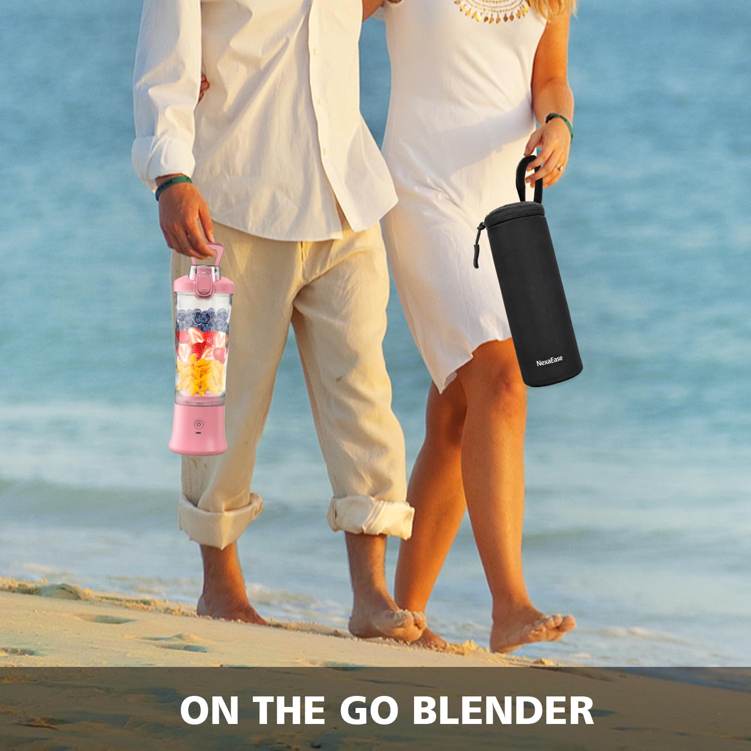 Portable Blender with Insulated Sleeve - 20oz USB Rechargeable Personal Blender for Protein Shakes, Smoothies & Juices | 6 Blades, Travel Lid | Perfect for Kitchen, Office, Gym & Travel | Compact Design for On-the-Go Blending