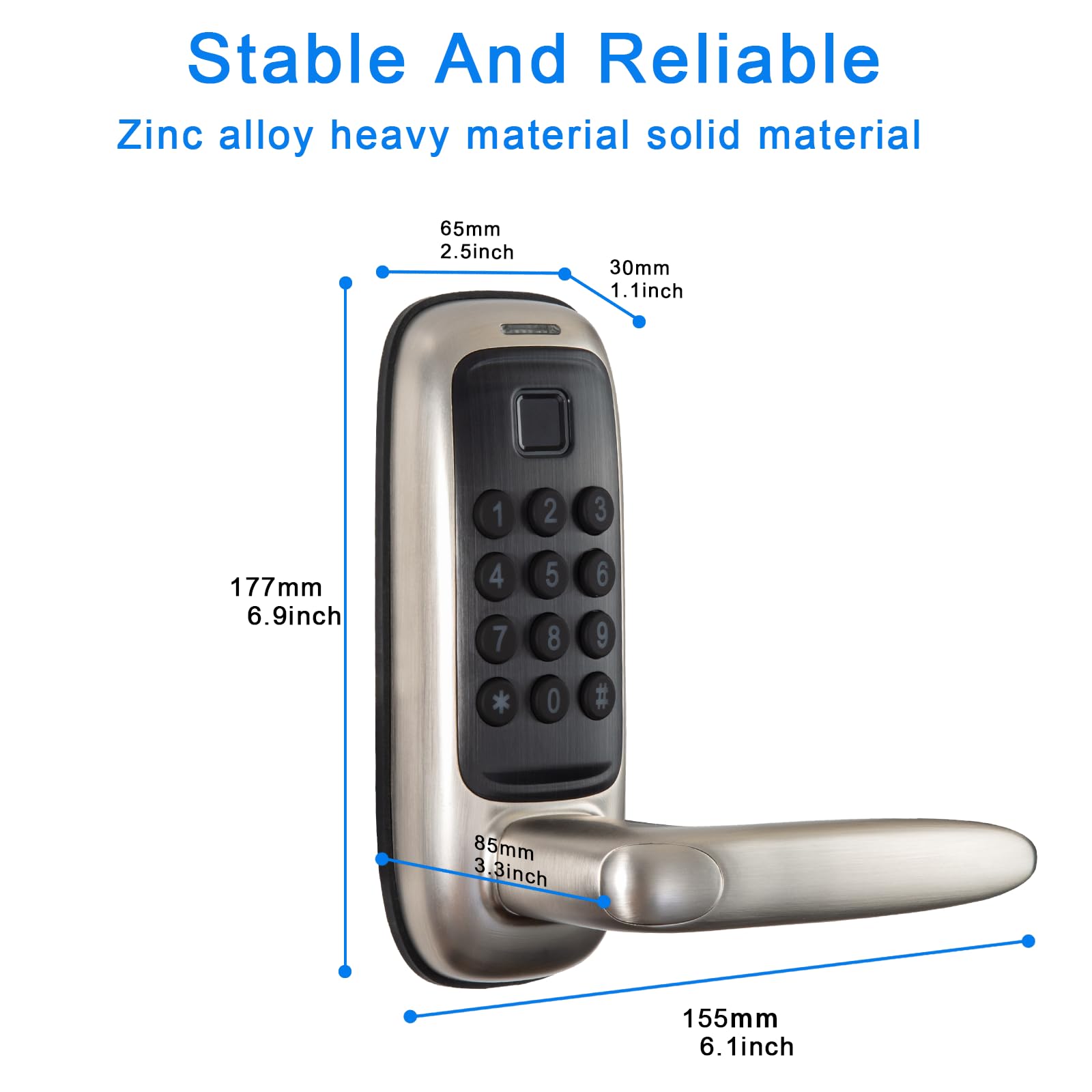 Smart Keyless Entry Door Lock - Electronic Fingerprint & App Control with Handle - Secure Your Home, Office, or Vacation Rental