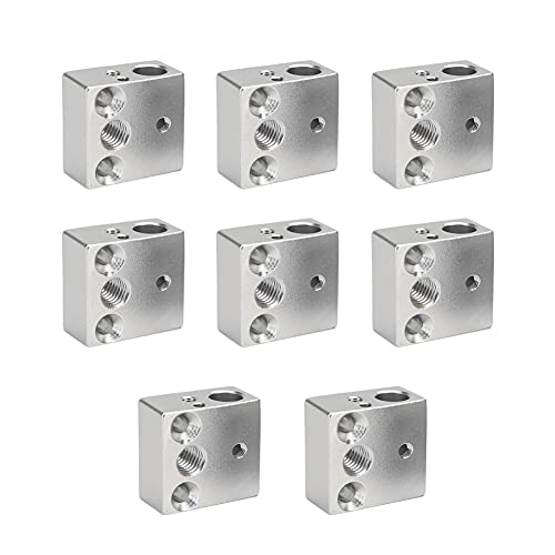 BOOHAO 8-Piece Aluminum Heater Block Kit for MK7 MK8 3D Printers - High-Temperature Sensor Heater Block Compatible with Makerbot & Reprap Extruders (Silver) - Perfect for DIY 3D Printing & Repairs