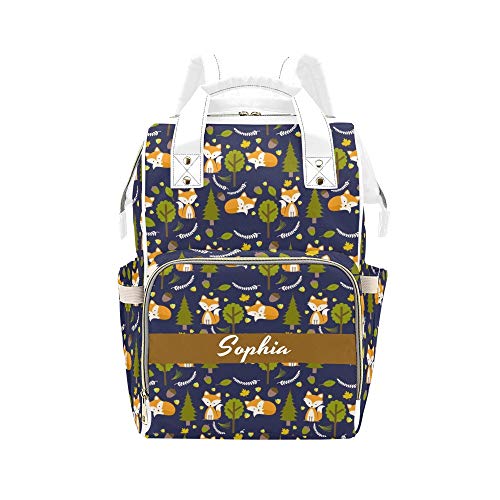 Personalized Fox Tree Diaper Backpack - Custom Name Baby Bag for Moms, Tote & Shoulder Nappy Bag, Nursing Essentials & Baby Shower Gifts (Perfect for Daycare, Travel & On-the-Go Parenting)