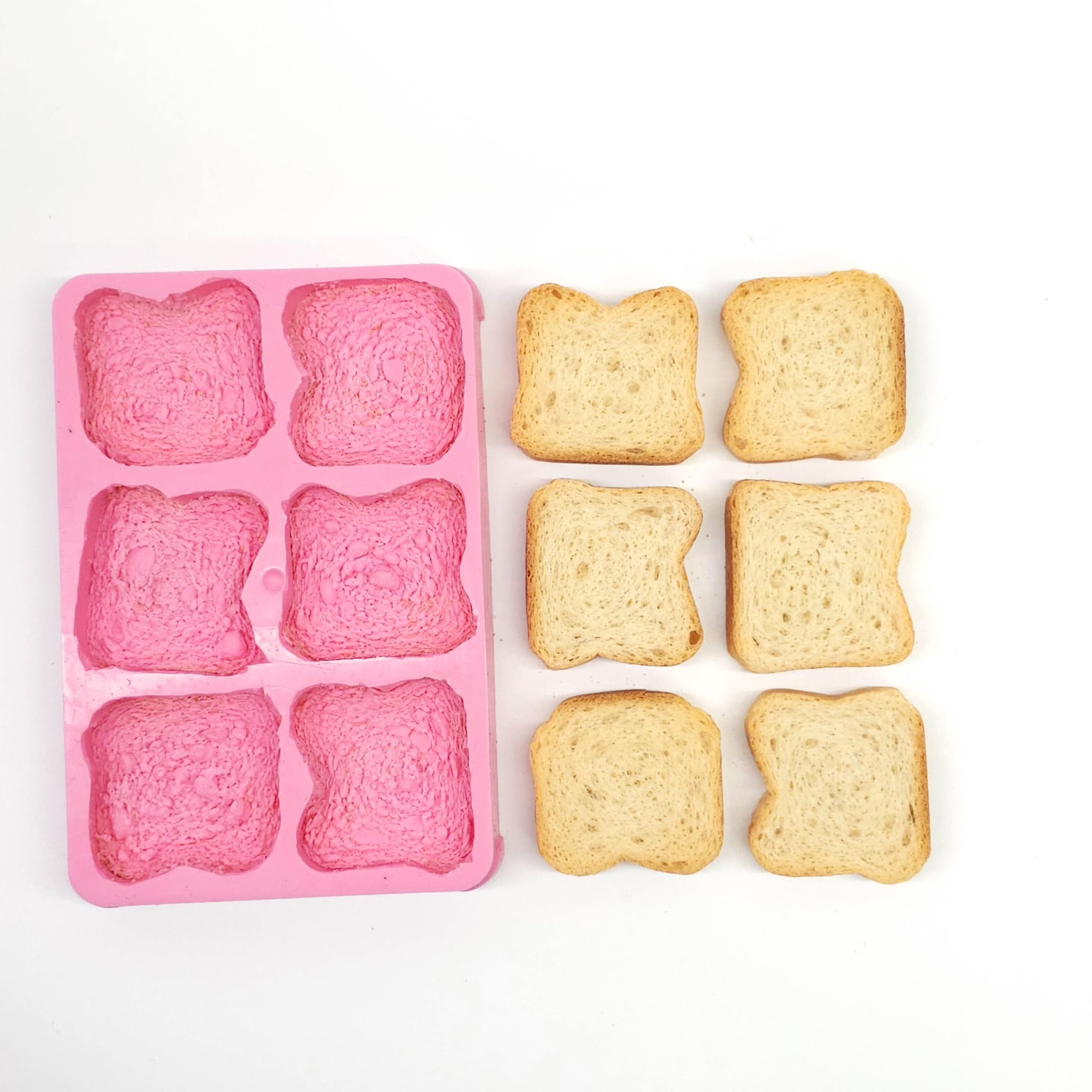 6 Cavity Bread Toast Miniature Cookie Pastry Mold for Wax Melts, Soap & Candle Making - Perfect for DIY Crafts, Home Decor & Gift Making (NS003)