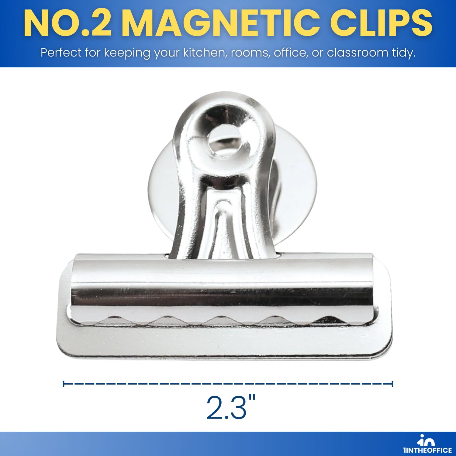Heavy Duty Magnetic Clips for Refrigerator - 12 Pack Silver Bulldog Magnet Grip Clips (2.3