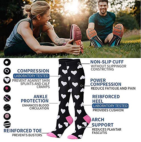 Best Compression Socks for Women & Men - Improved Blood Circulation & Leg Support - Ideal for Running, Sports, Nursing, Travel & Long Flights - Perfect for Athletes, Nurses & Frequent Travelers