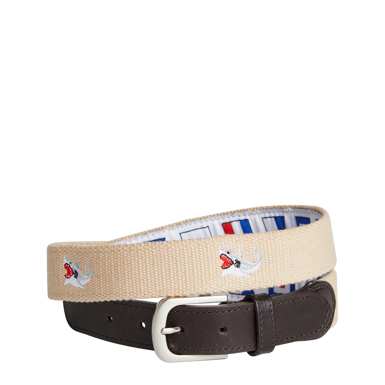 Premium Tan Bowsprit Belt with Great White Shark Buckle - Stylish Nautical Accessory for Men's Fashion & Outdoor Adventures