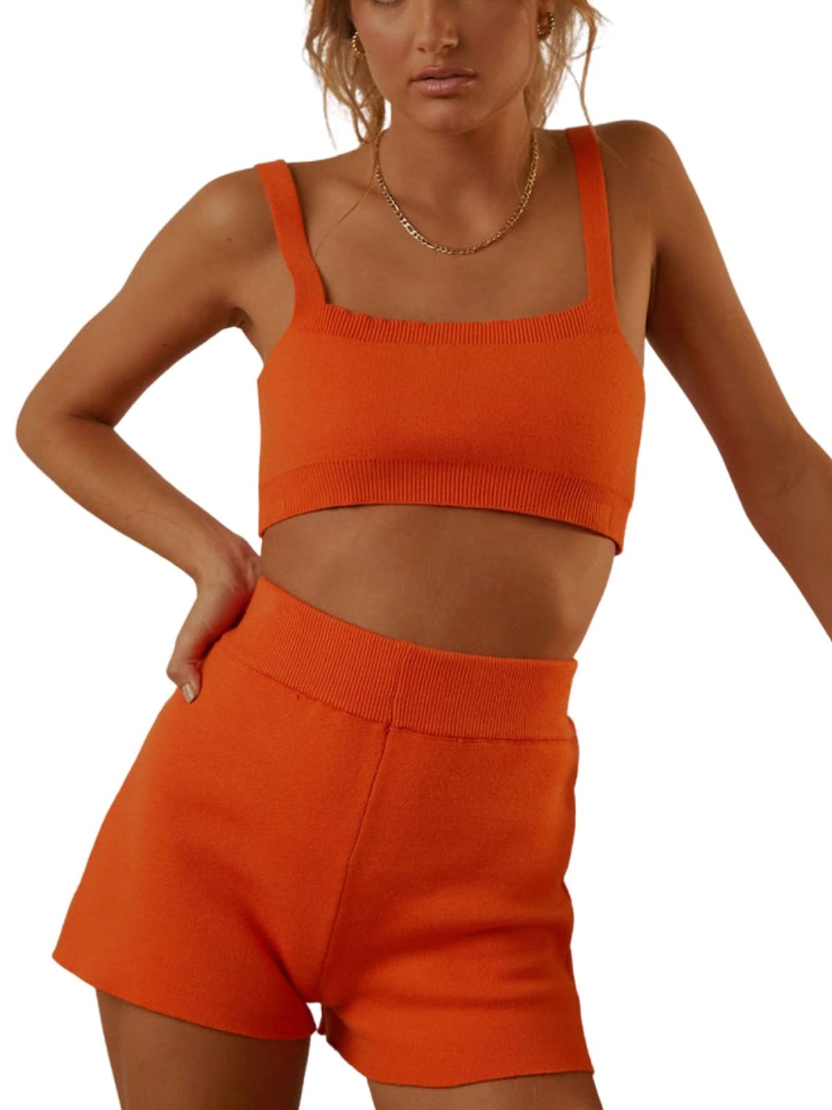 MarcoJudy Women's Sexy Spaghetti Strap Sleeveless Cami Top & Shorts Set - Summer Beachwear, Club Outfit, Casual Lounge Wear