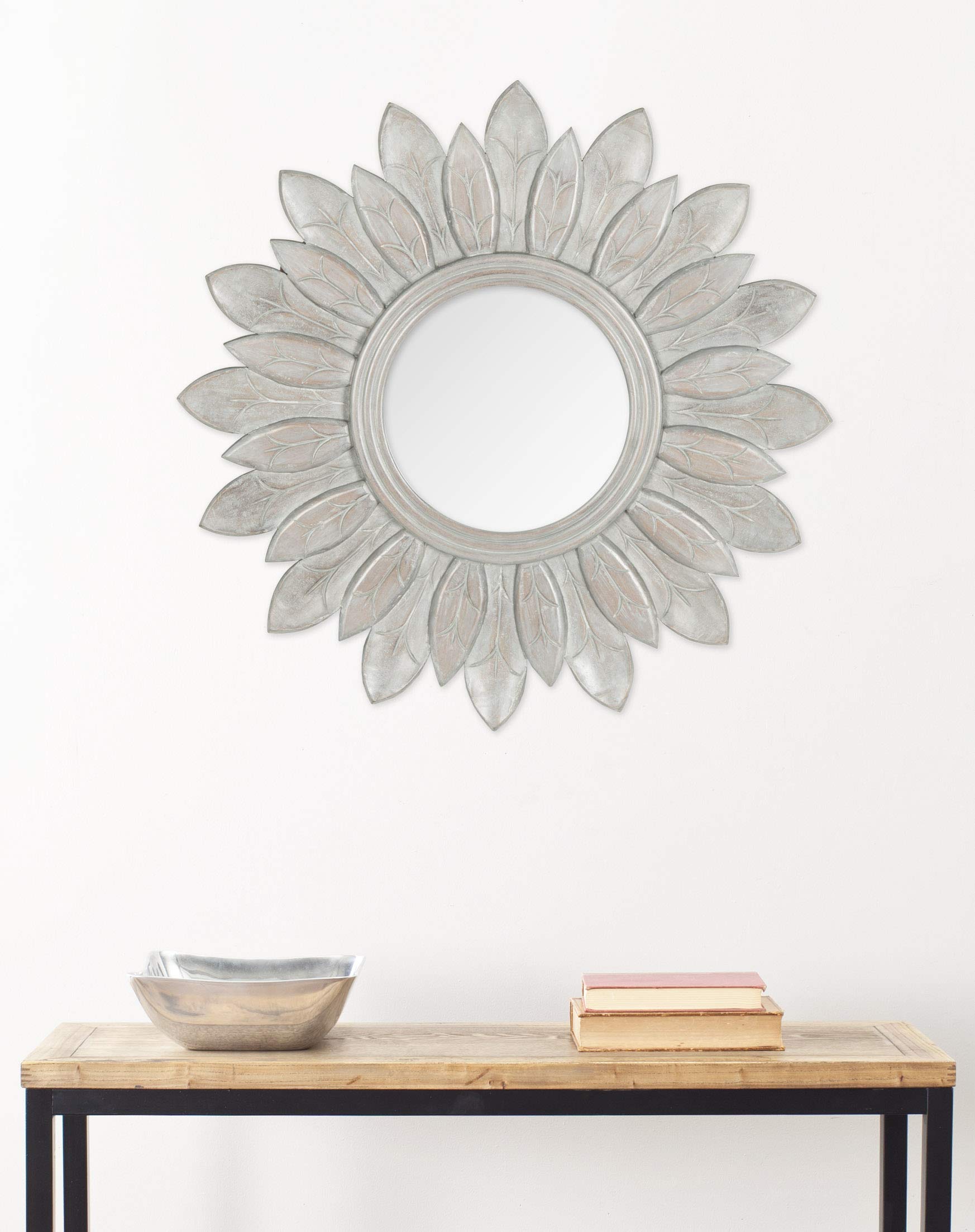 Safavieh Home Collection Sun King Mirror - Grey Wall Mirror for Living Room, Bedroom, Entryway & Bathroom Decor