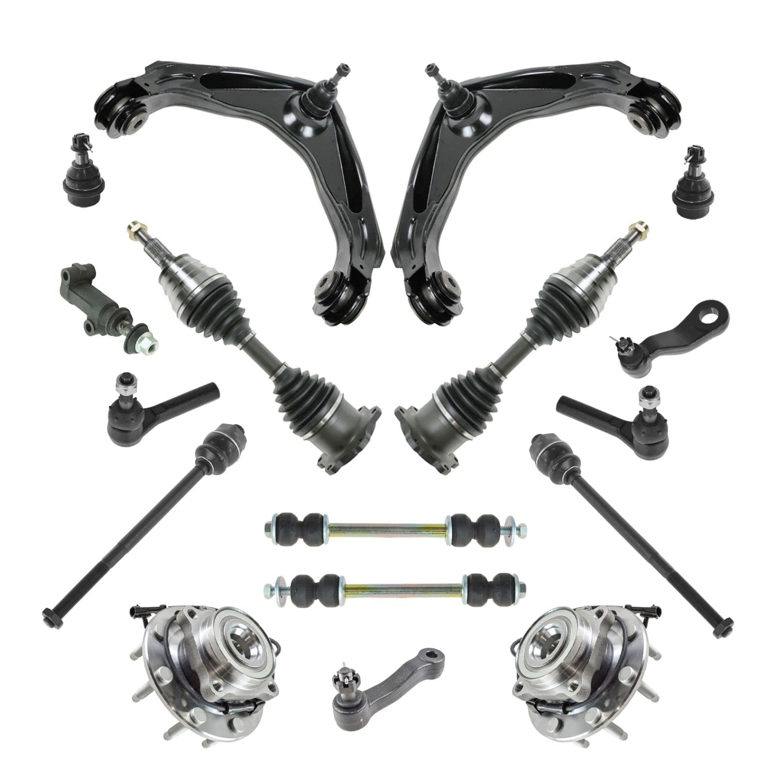 01-06 Chevy Silverado GMC Sierra HD 4WD 17pc Steering & Suspension Kit - Control Arms, Wheel Hubs, Axles, Ball Joints, Tie Rods - Perfect for Off-Roading, Towing & Heavy-Duty Performance