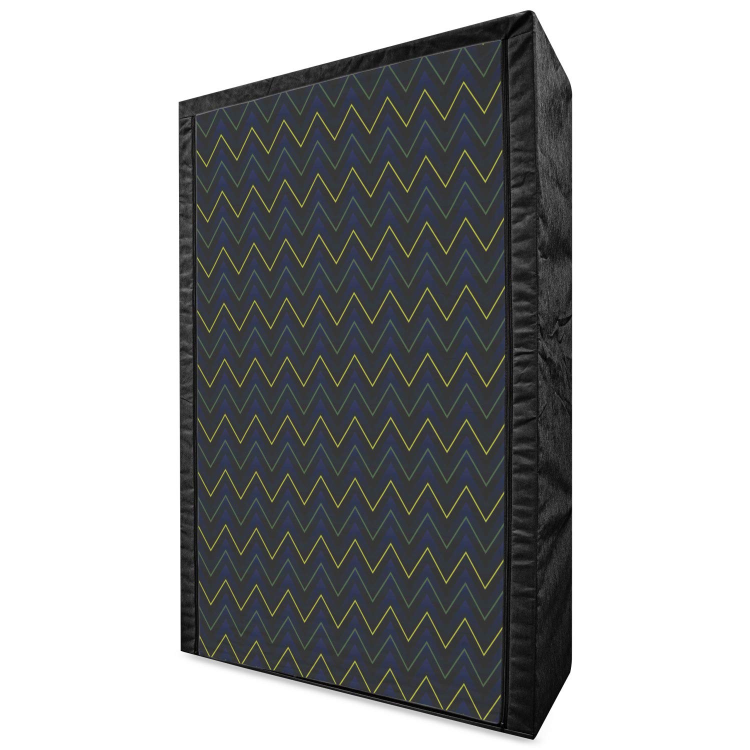 Ambesonne Dark Blue Fabric Wardrobe - Modern Geometric Pattern with Neon Chevron Zigzag Lines, 42.5