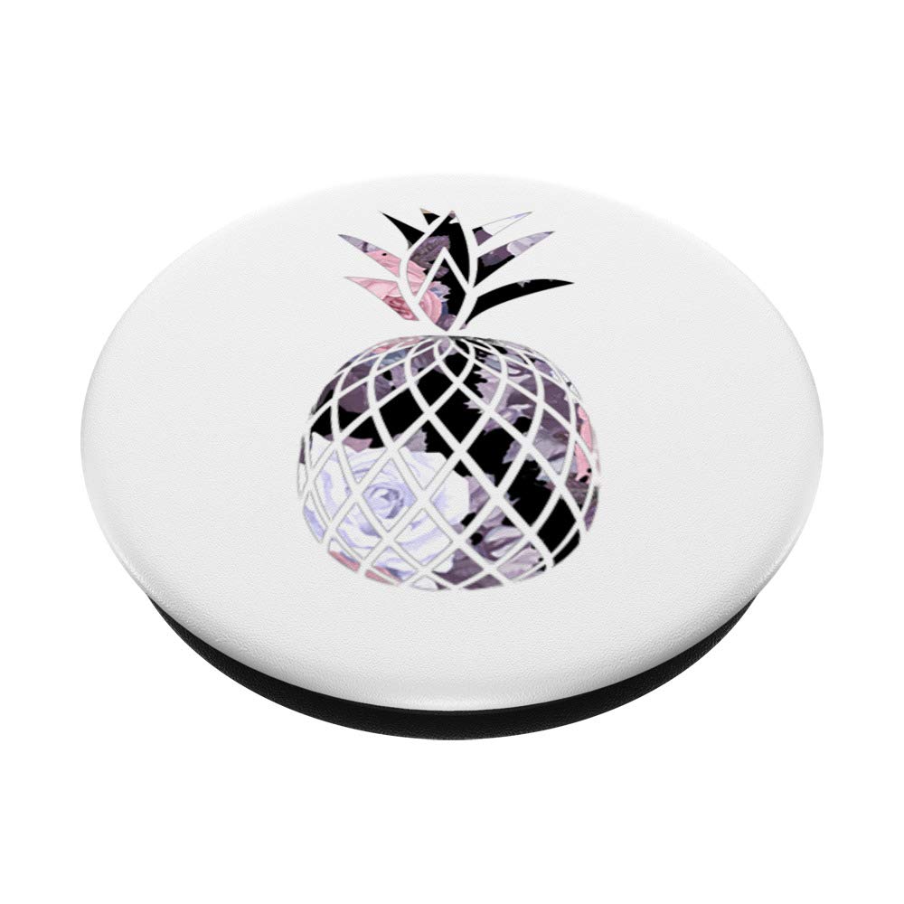 Pineapple Floral Design Pink Golden Rose on White - Elegant Home Decor for Living Room, Bedroom, Wedding & Party Decoration